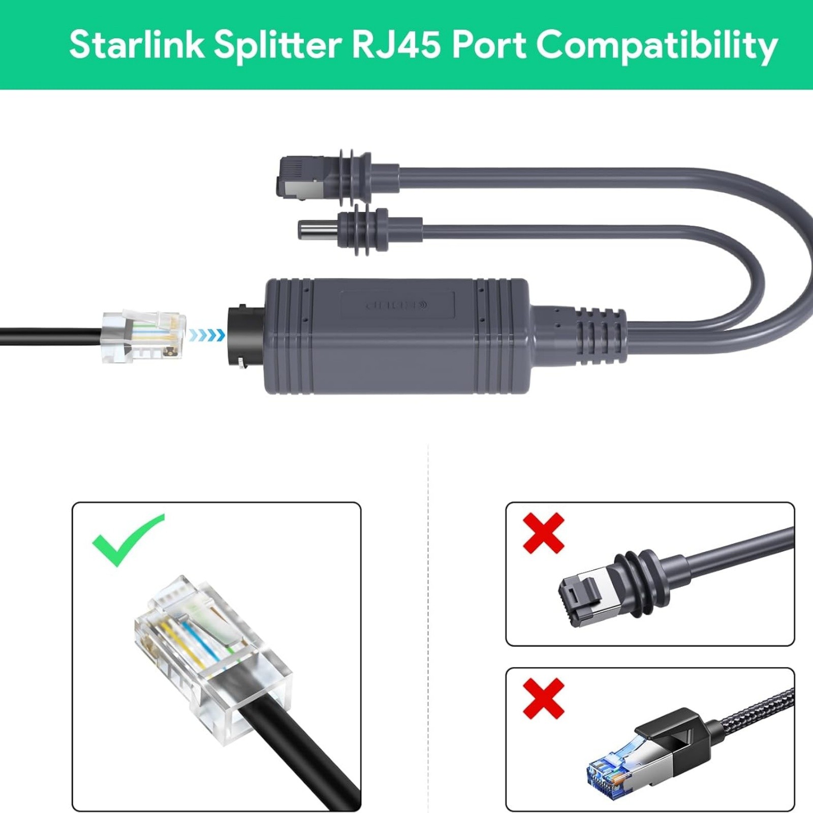 PoE Splitter for Starlink Mini Outdoor Converts Ethernet to RJ45 Waterproof
