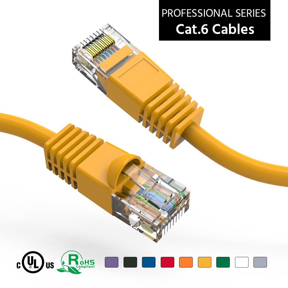 15 Pack of 20Ft CAT6 UTP Ethernet Network Booted Cable 10-100 Feet Yellow