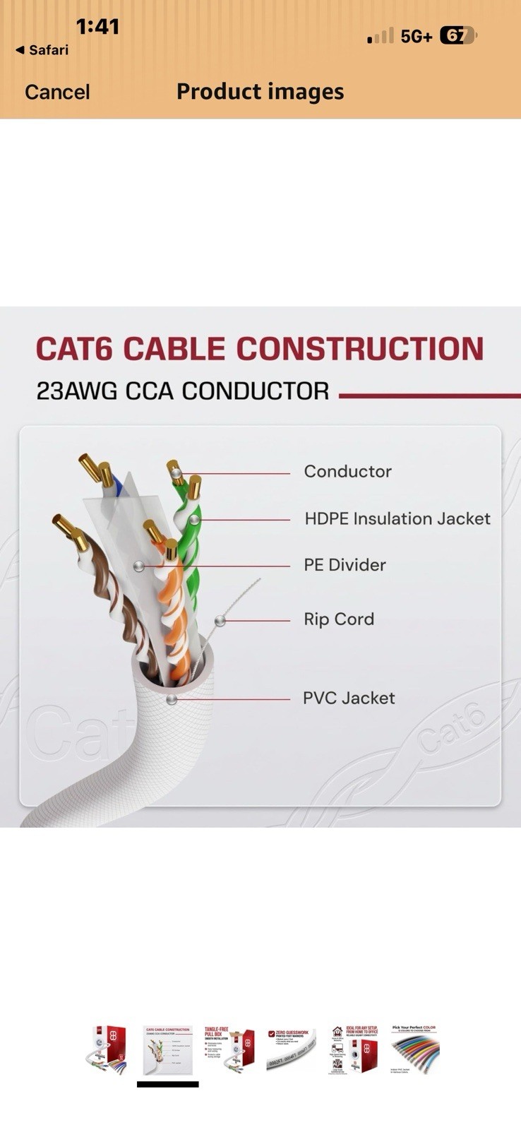 Dripstone CAT6 Ethernet Cable 1000ft Bulk Wire Open Box