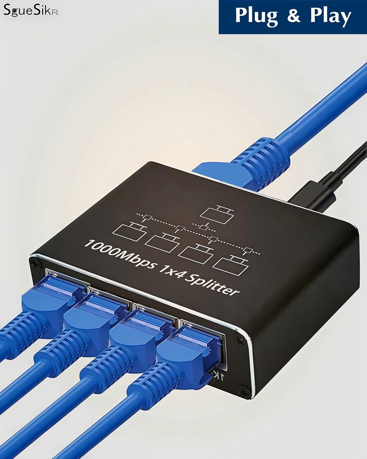 RJ45 Gigabit Ethernet Splitter 1000Mbps LAN Network Internet 1-IN-4-OUT Adapter