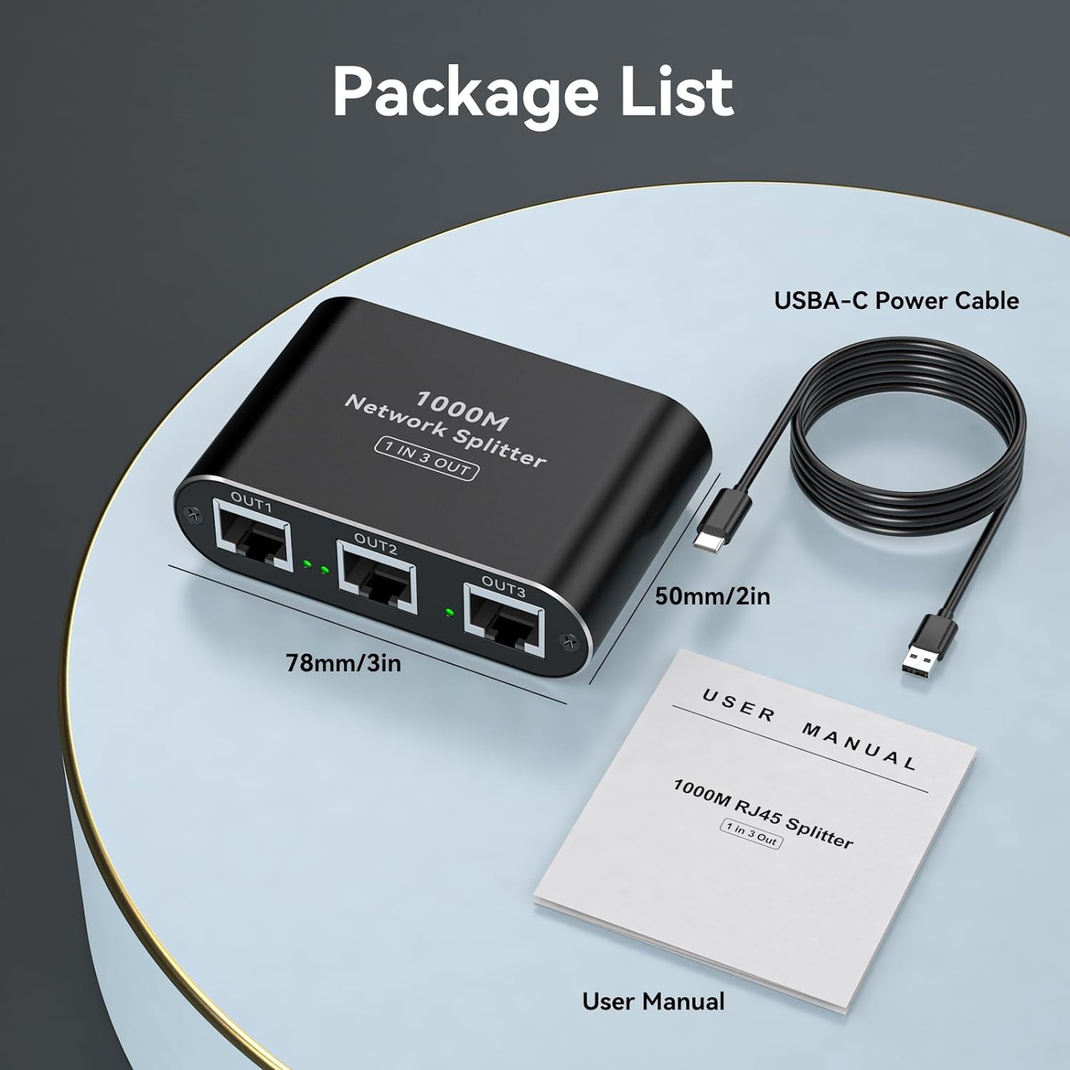 Ethernet Splitter 1 to 3 High Speed LAN Splitter 1000Mbps Gigabit RJ45 Ethernet