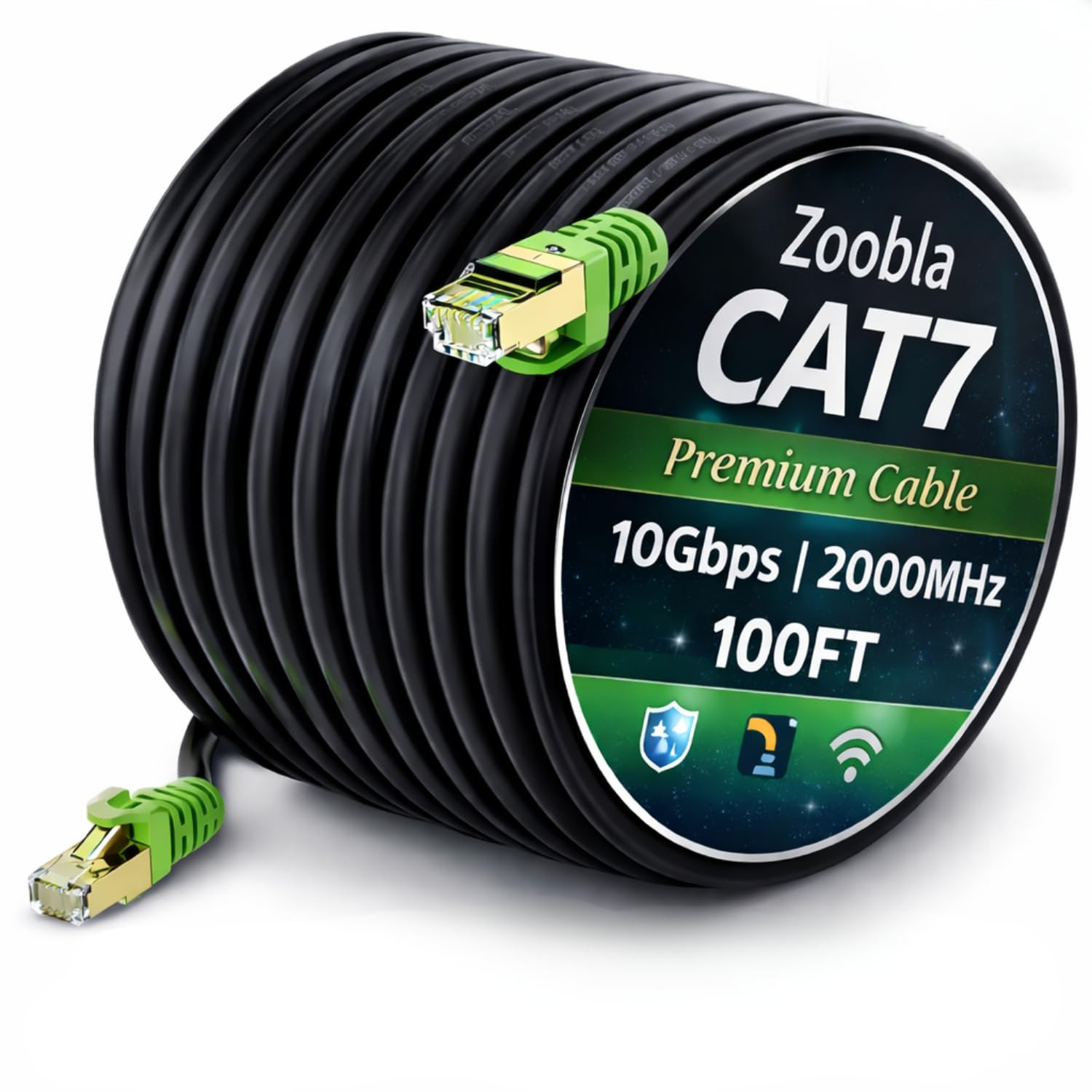 Cat7 SFTP Ethernet Patch Cord 150Ft – 100% Pure Copper LAN Cable, Double Shielde