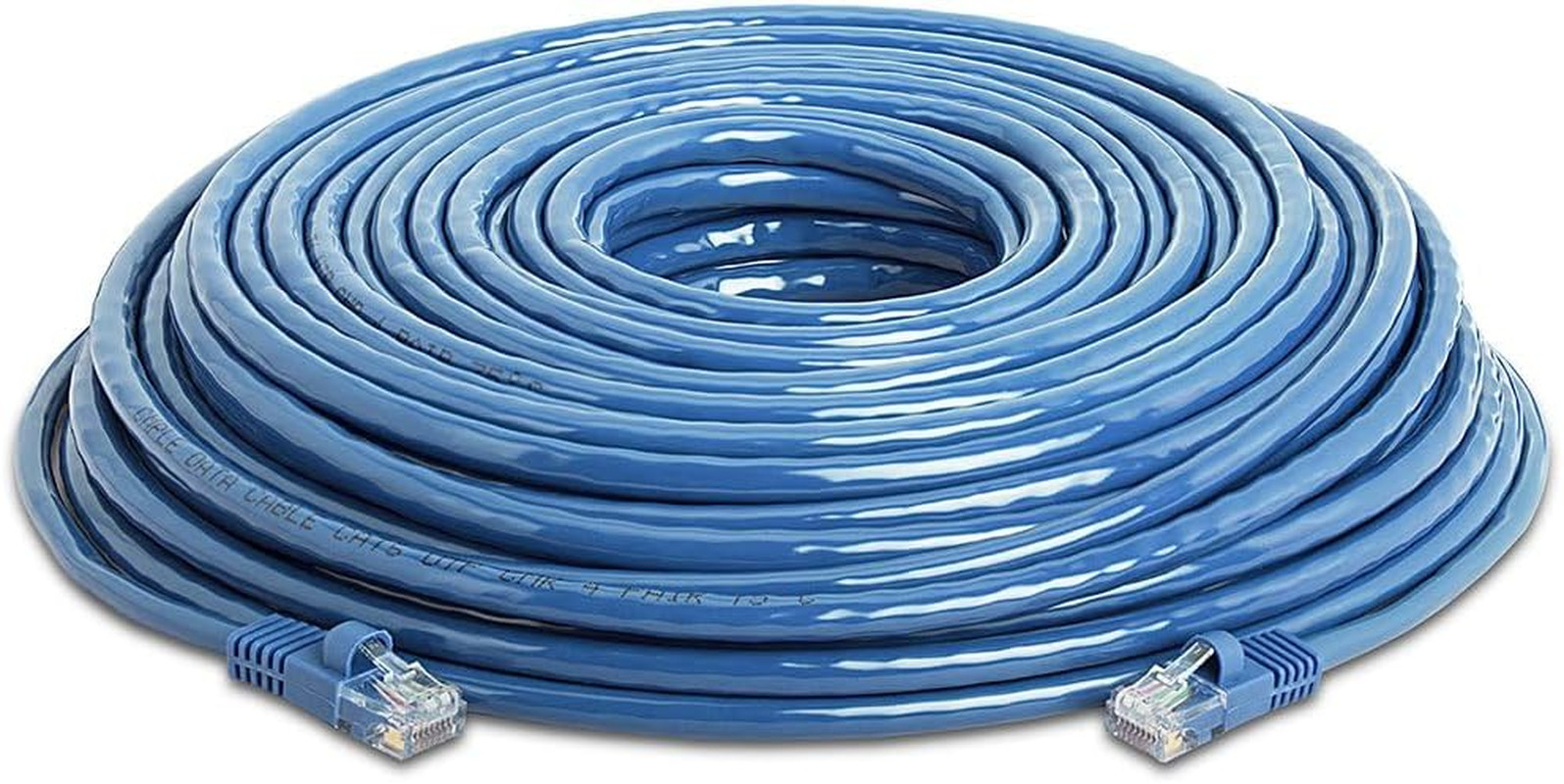 100 Ft Cat5E Ethernet Cable, 1Gbps Network LAN, Snagless RJ45, Blue