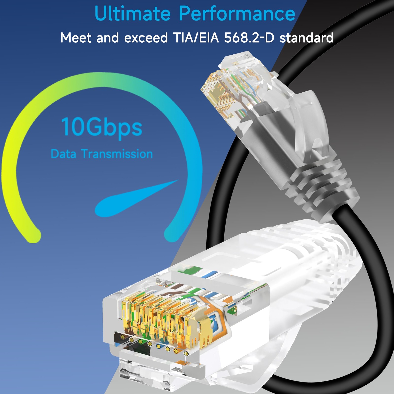 Cat6a Slim Ethernet Patch Cable 3ft 24 Pack 10G Data Center Network Black