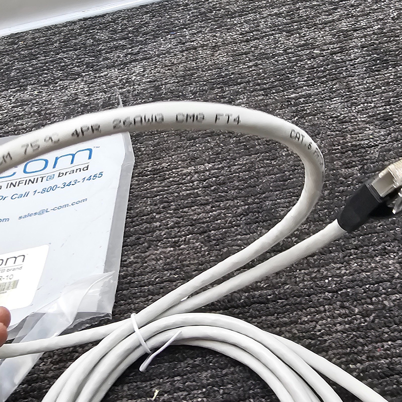 L-COM TRD695SCR-10 10FT Shielded Cat 6 Cable, RJ45 / RJ45 PVC Jacket Gray