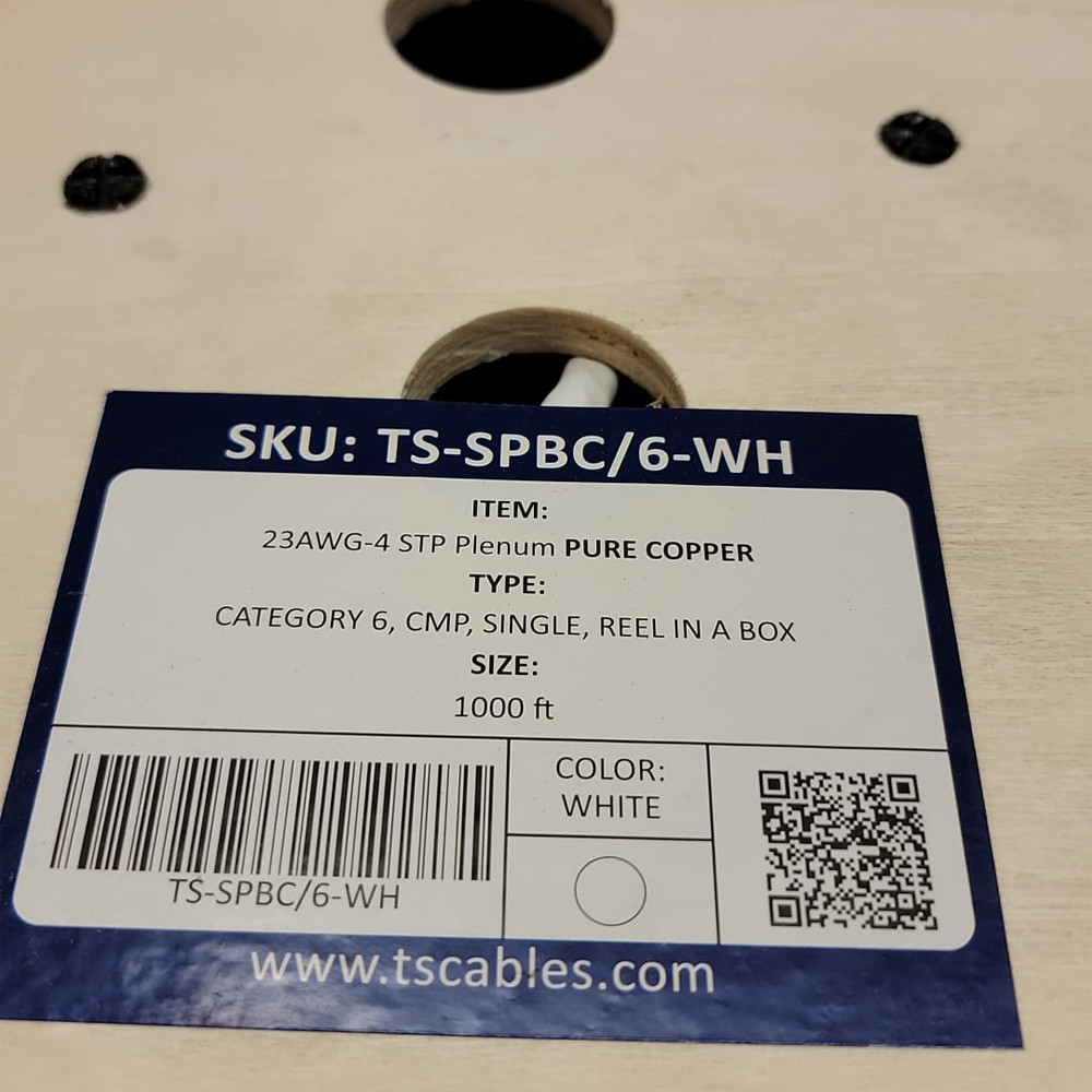 Cat 6 1000ft Solid Bare Copper Foil Shielded Plenum 550 Mhz F/UTP Cable White