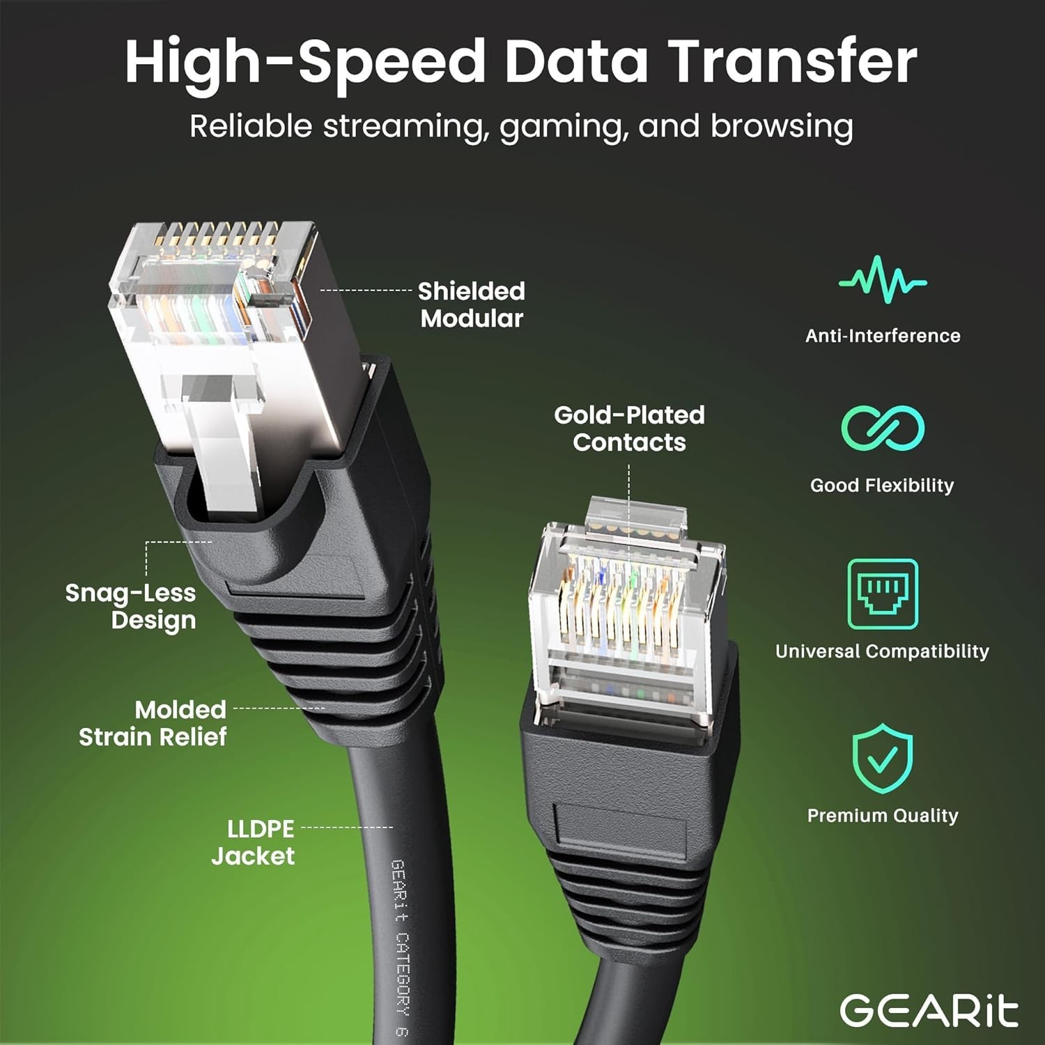 150ft Direct Burial Cat6 Outdoor Ethernet Cable with RJ45 Bubble Boot Connectors