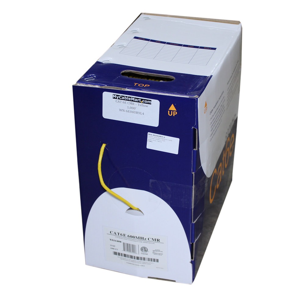 1000ft CAT6E Bulk Network Cable UTP/CMR 550MHz Unshielded Solid Yellow