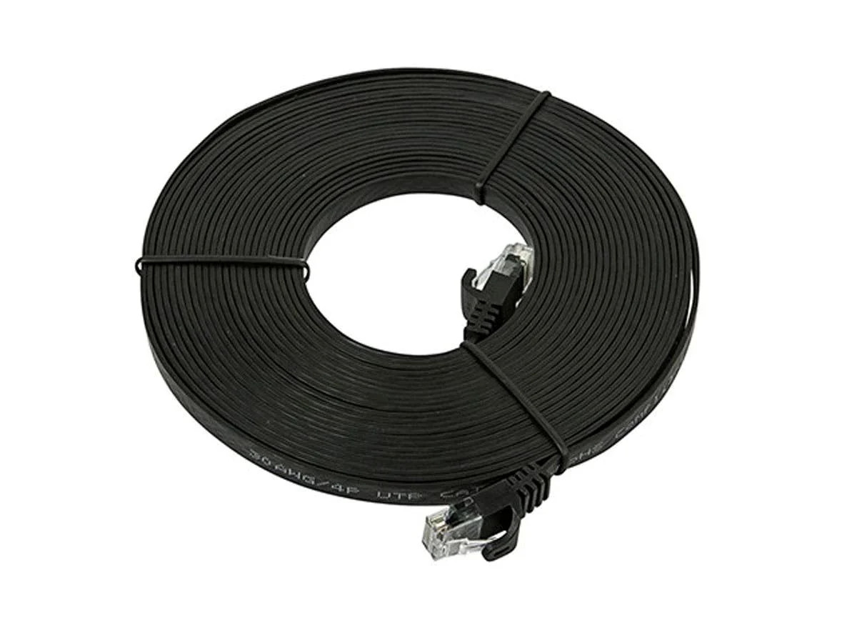 Monoprice Flat Cat6 Ethernet Patch Cable – 25 Feet – Black, 550MHz, UTP, 30AWG
