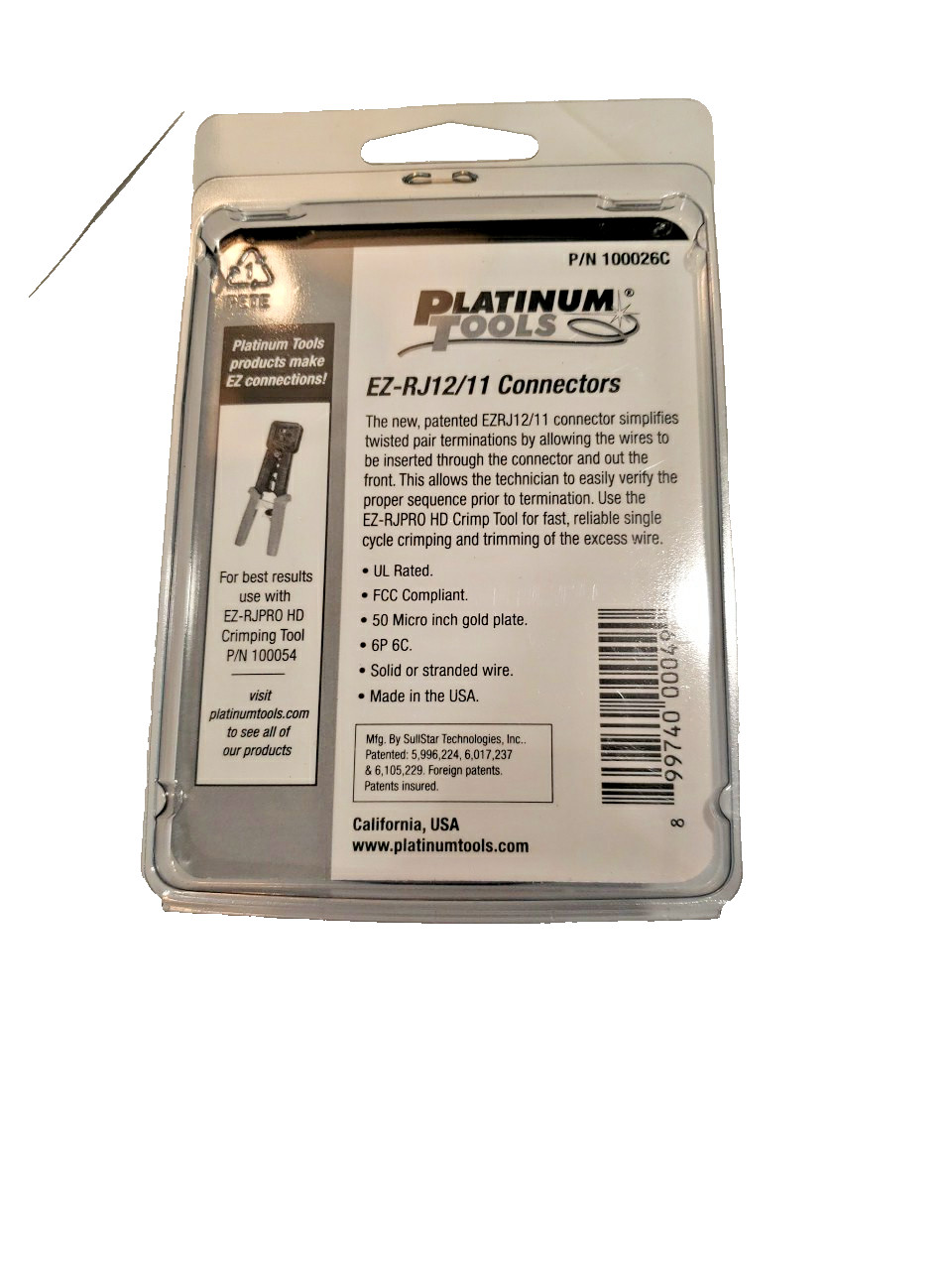 PLATINUM TOOLS 100026C EZ-RJ12/11 Connectors (50 PC PACK)