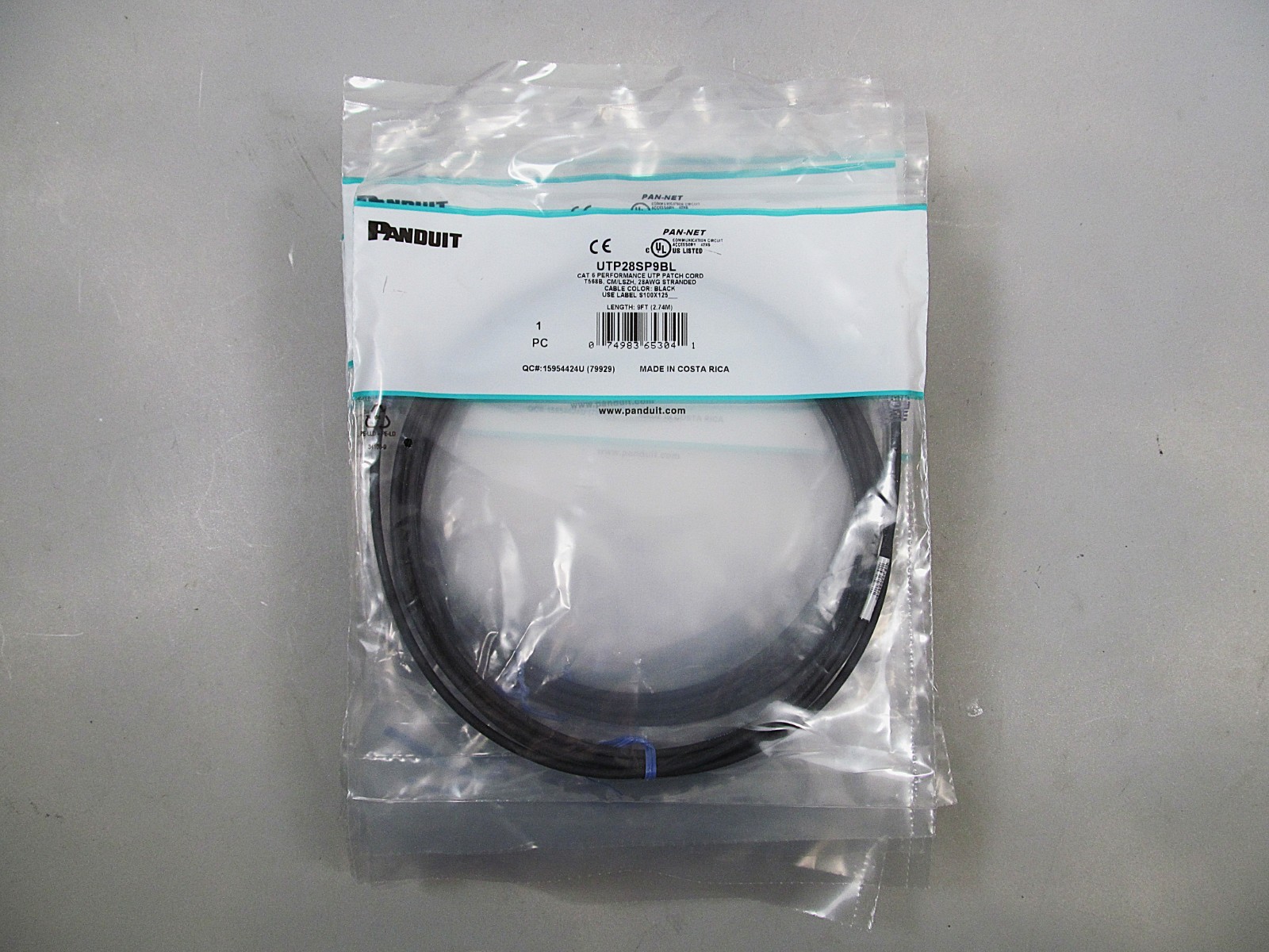 Panduit UTP28SP9BL 9 ft. Cat 6 28awg Black Copper T568B Patch Cable *LOT OF 9*