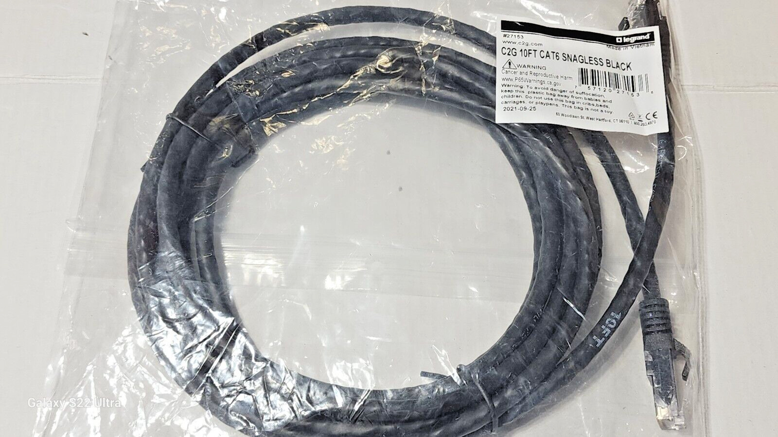 10ft (3m) Cat6 Snagless Unshielded (UTP) Ethernet Network Patch Cable – Black