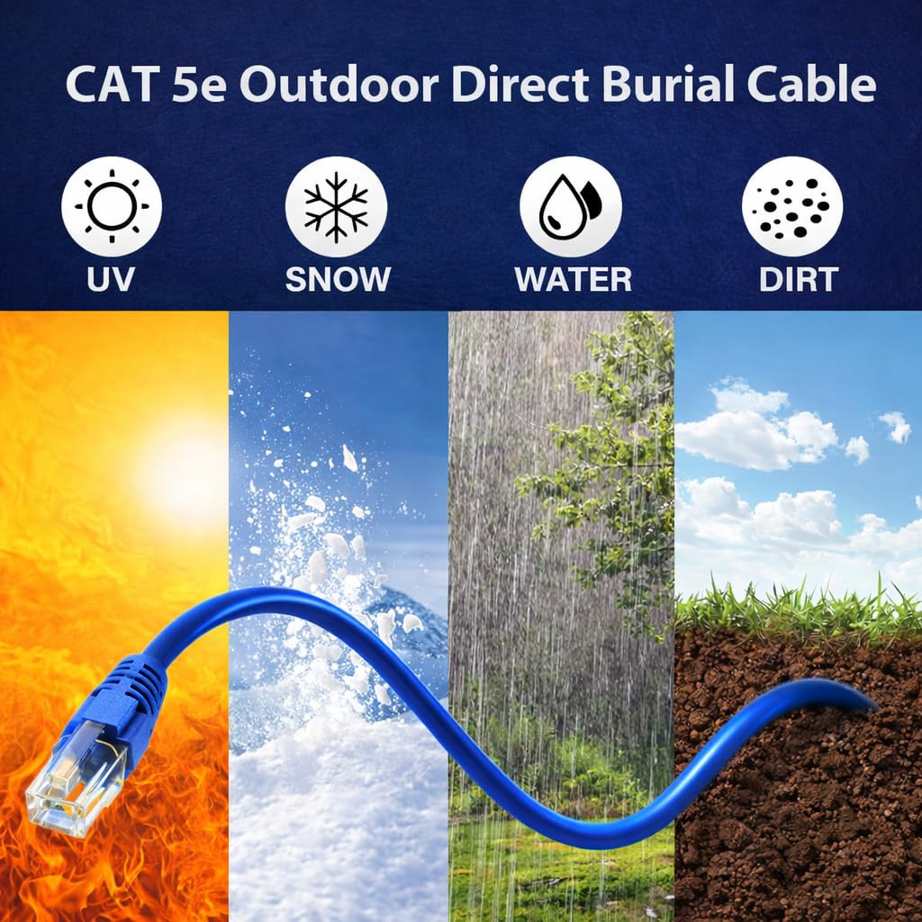 Cat5E Ethernet Cable 1000Ft (305M) – 23AWG Solid CCA UTP, 550Mhz Outdoor LAN