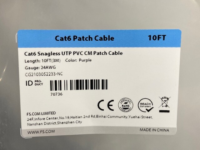 10ft Cat6 Snagless Unshielded (UTP) PVC CM Ethernet Network Patch Cable