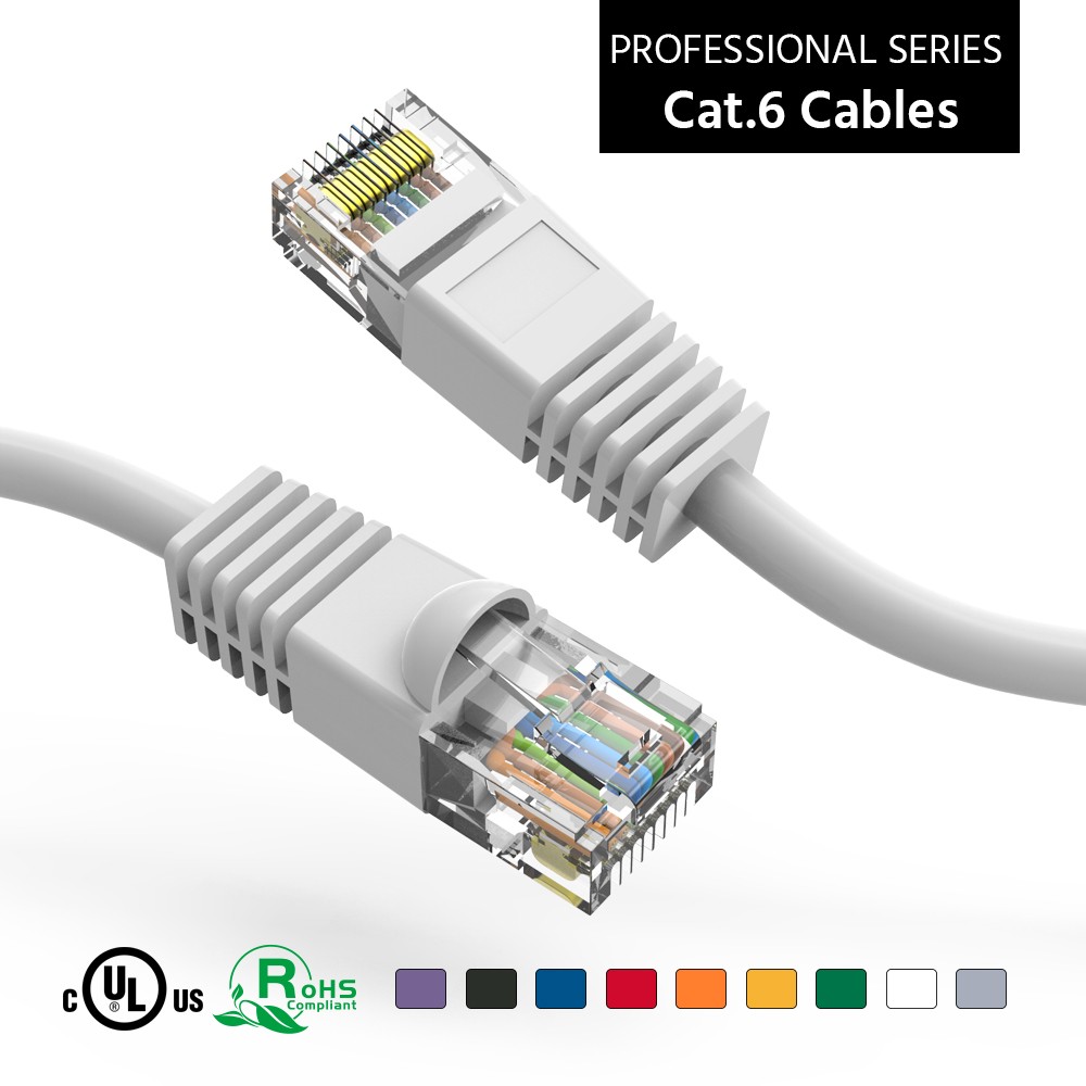 20 Pack of 1.5Ft CAT6 UTP Ethernet Network Booted Cable White