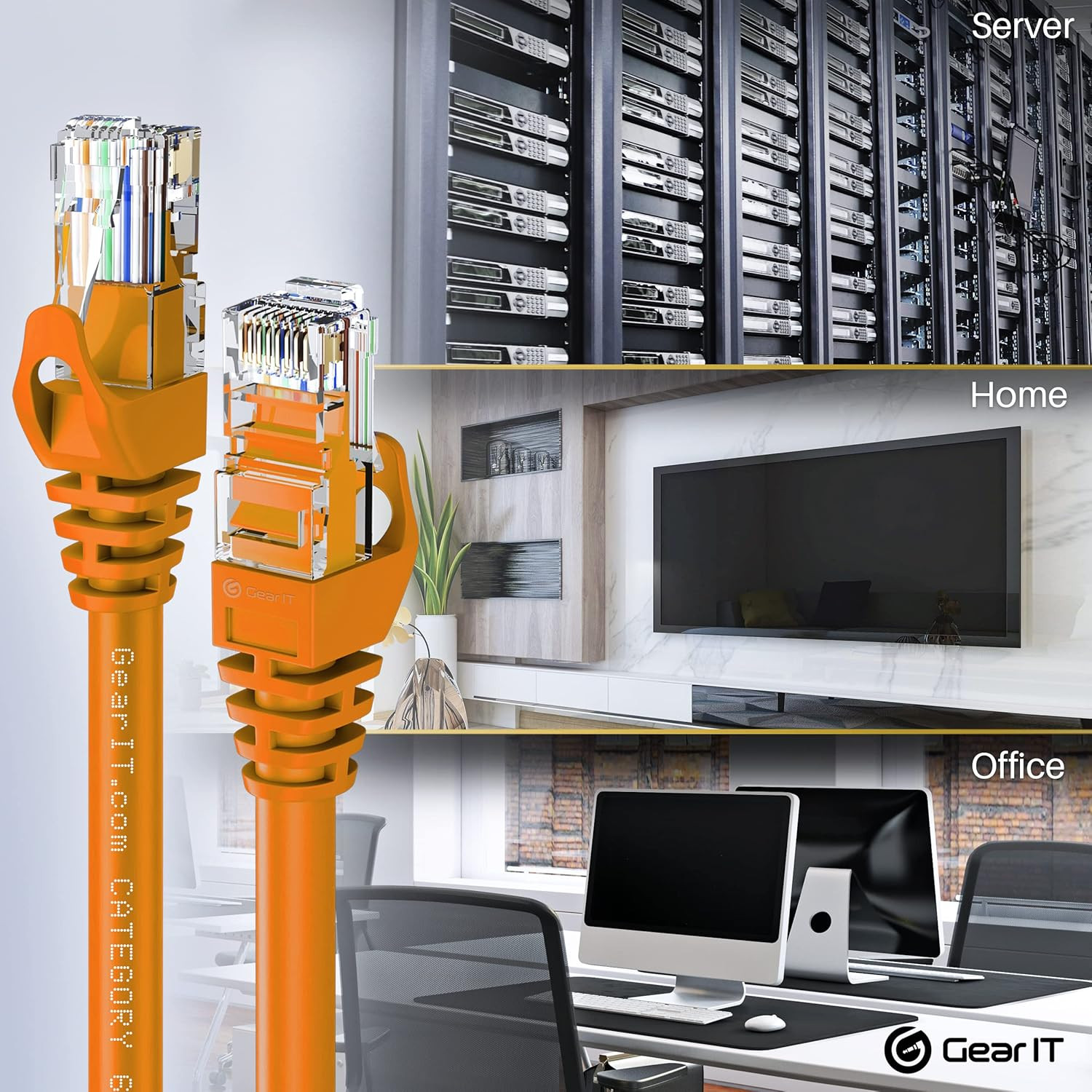 Premium 100-Pack Cat6 Ethernet Patch Cable, 3ft, Snagless, Orange