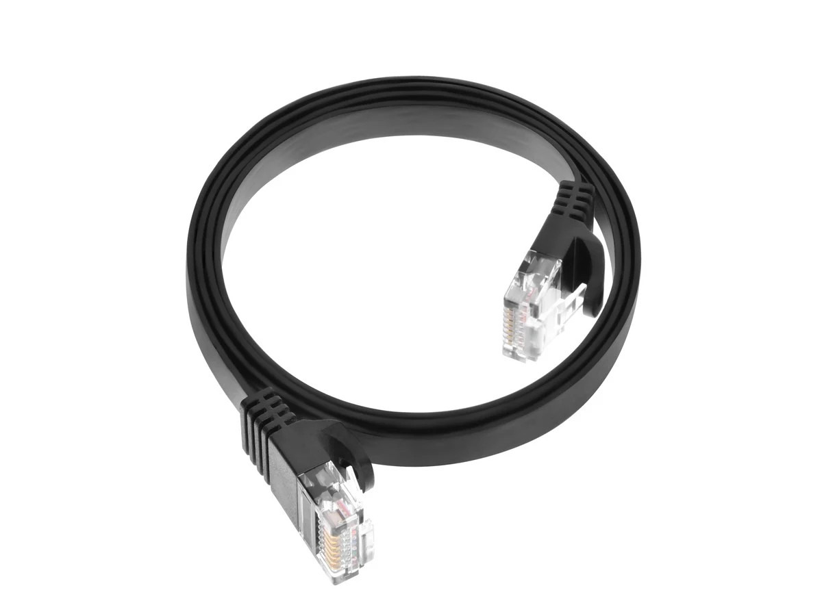 Monoprice Flat Cat6 Ethernet Patch Cable – 3 Feet – Black, 550MHz, UTP, 30AWG