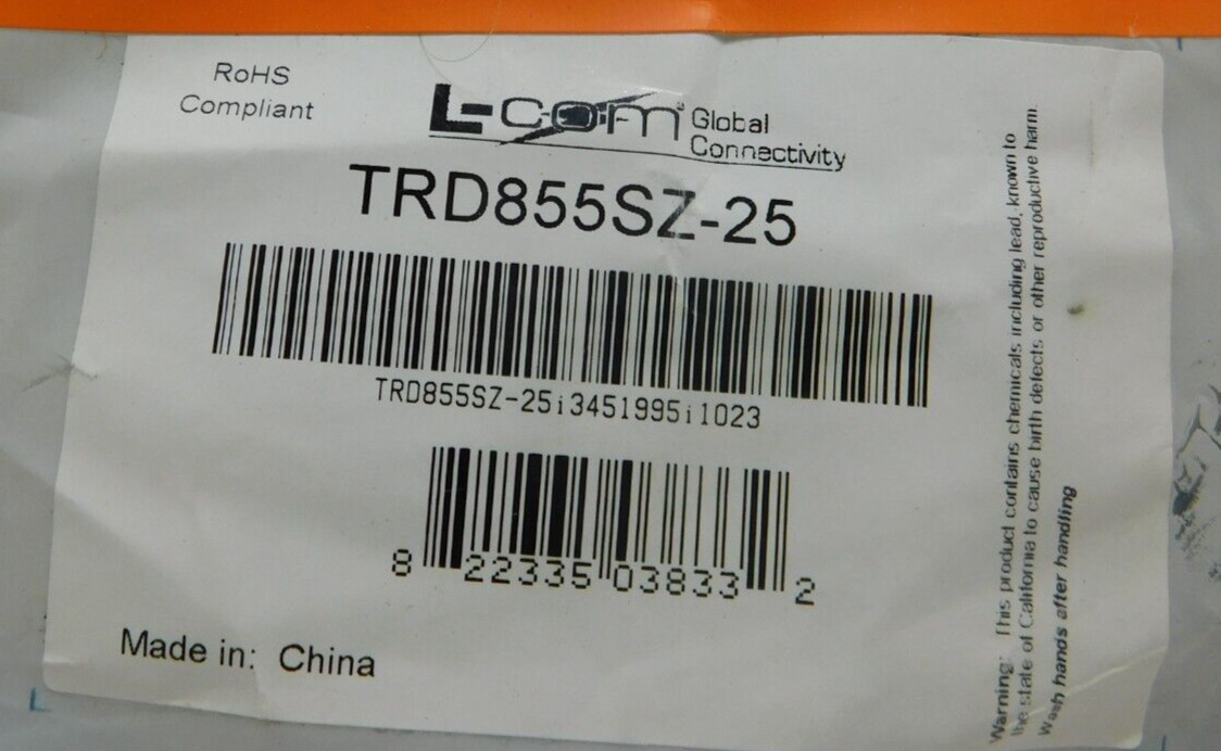 L-Com TRD855SZ-25 Sheilded Cat5E Patch / Network Cable 25 feet