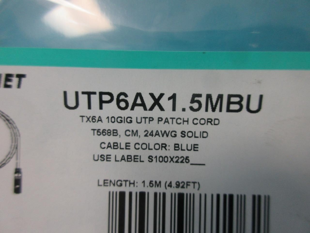 PANDUIT UTP6AX1.5MBU 5′ CAT 6A 26AWG SNAGLESS S/FTP PVC CM ETHERNET PATCH CABLE