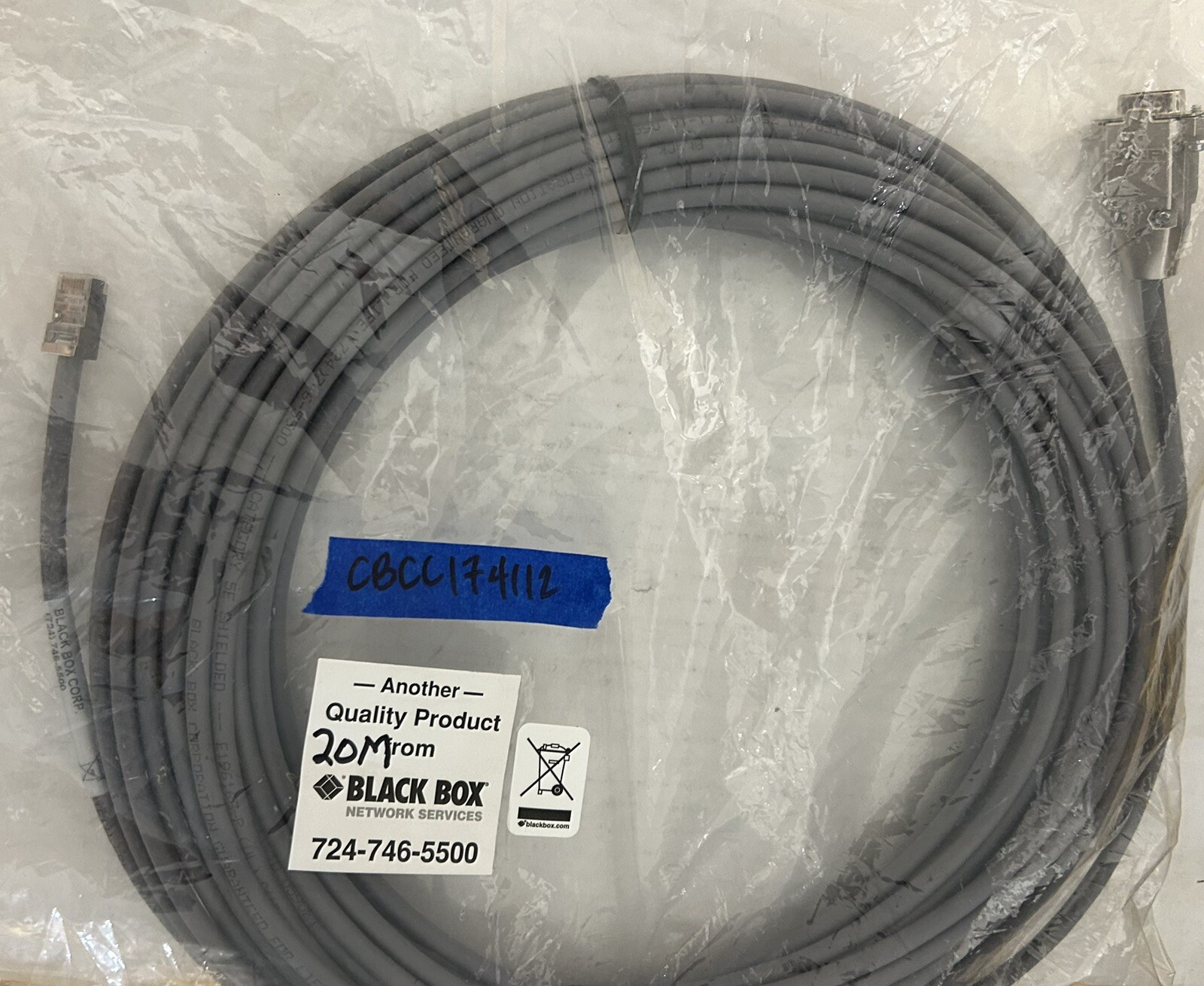 Black Box 20M Network Cable CBCC 174112 New