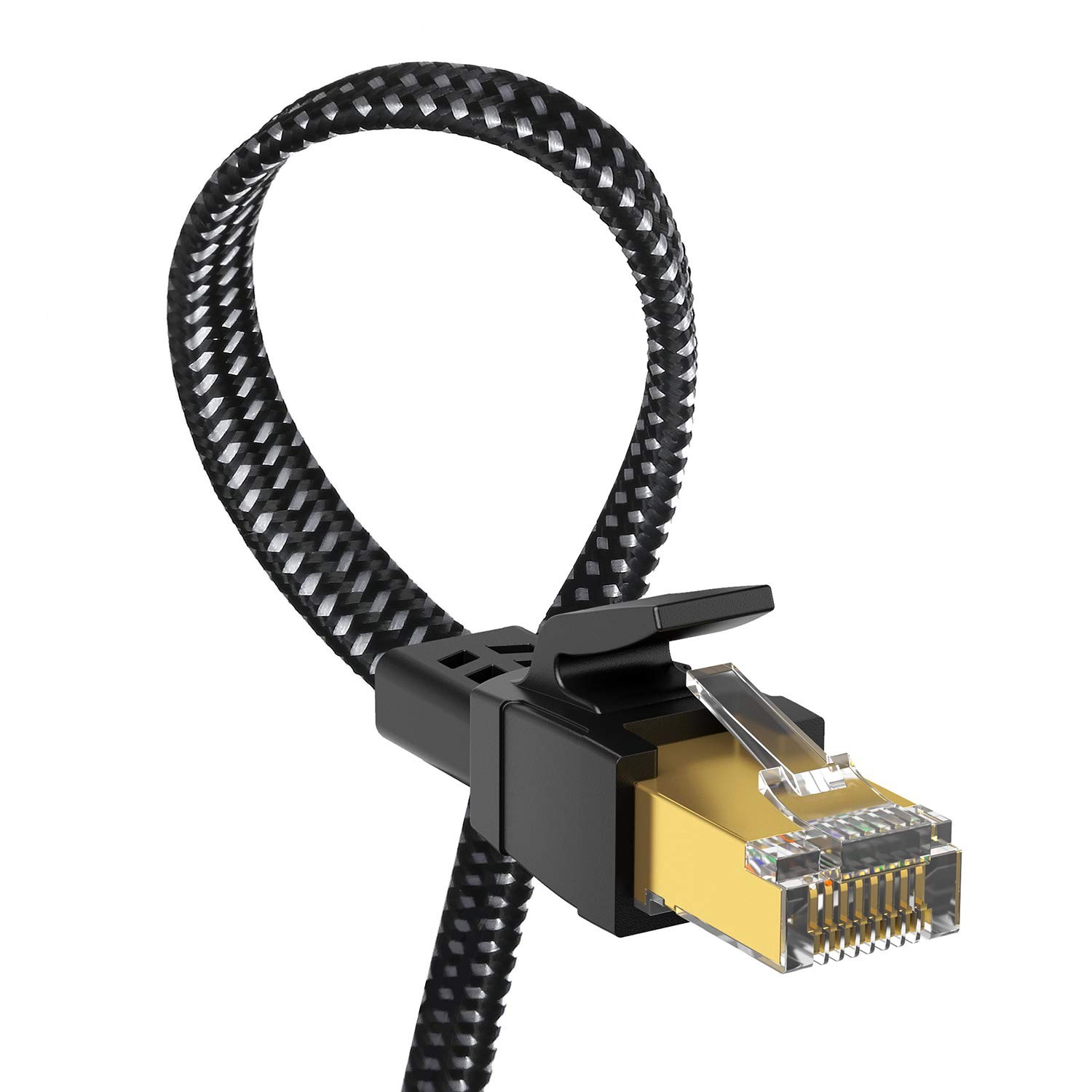 Orbram Cat 8 Ethernet Cable 15 ft, Nylon Braided High Speed Heavy 15ft, Black