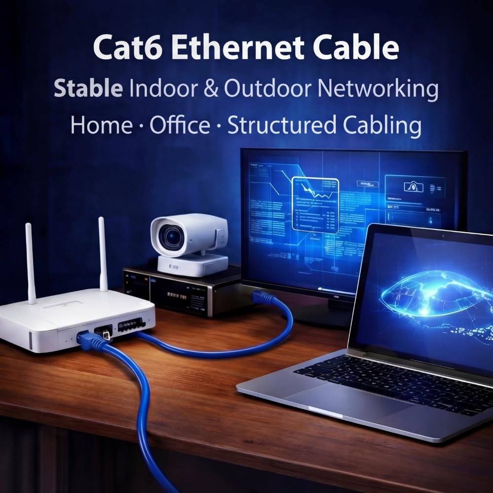Cat6 Ethernet Cable – 23AWG Solid 100% Pure Copper UTP, 550Mhz 1000Ft (305M), Hi