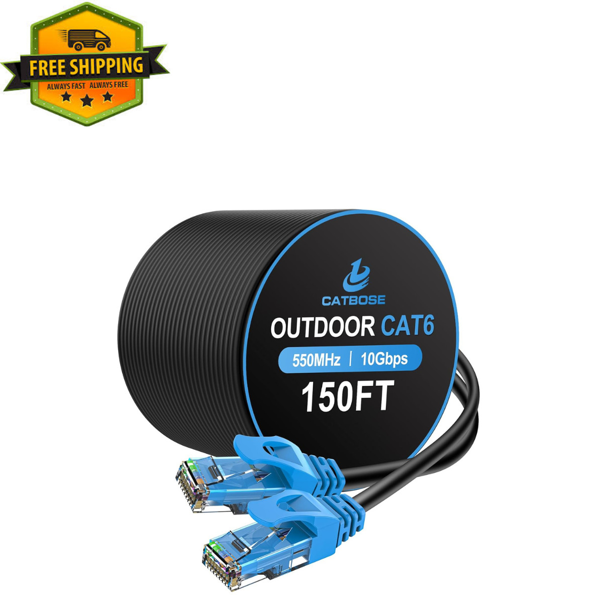 150FT Cat6 Outdoor Ethernet Cable, In-Ground, Heavy Duty Direct Burial, 24AWG…