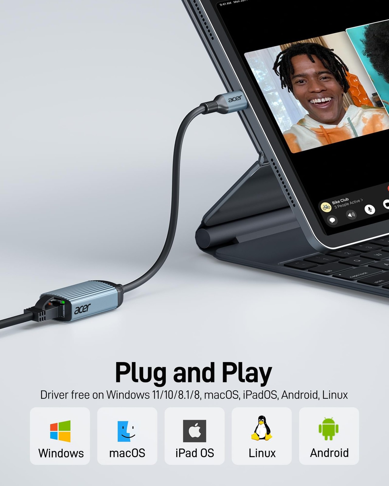Acer USB C to Ethernet Adapter, Plug and Play RJ45 Type C Network Origin
