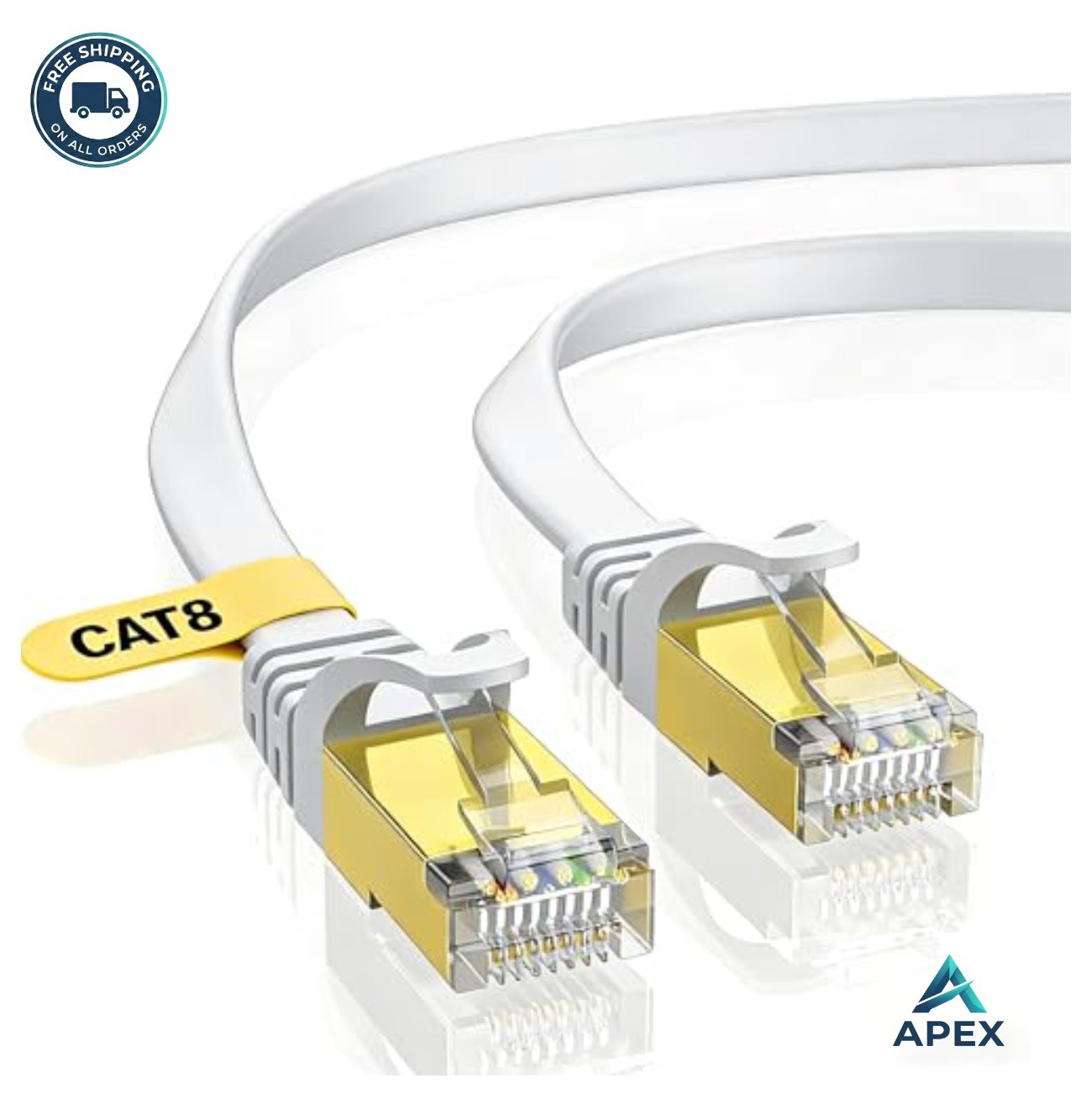 Ethernet Cable 3FT Cat8 40Gbps Flat High Speed Internet RJ45 Shielded Network