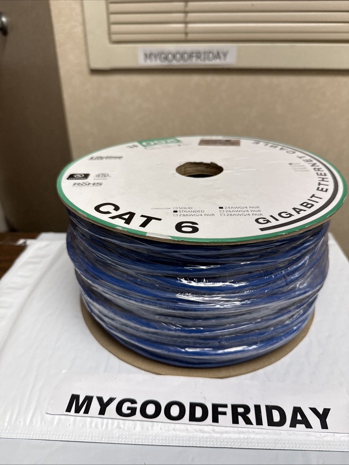 Monoprice Blue 250ft Cat6 Bulk Stranded UTP 24AWG Copper Wire Cable Pull Box New