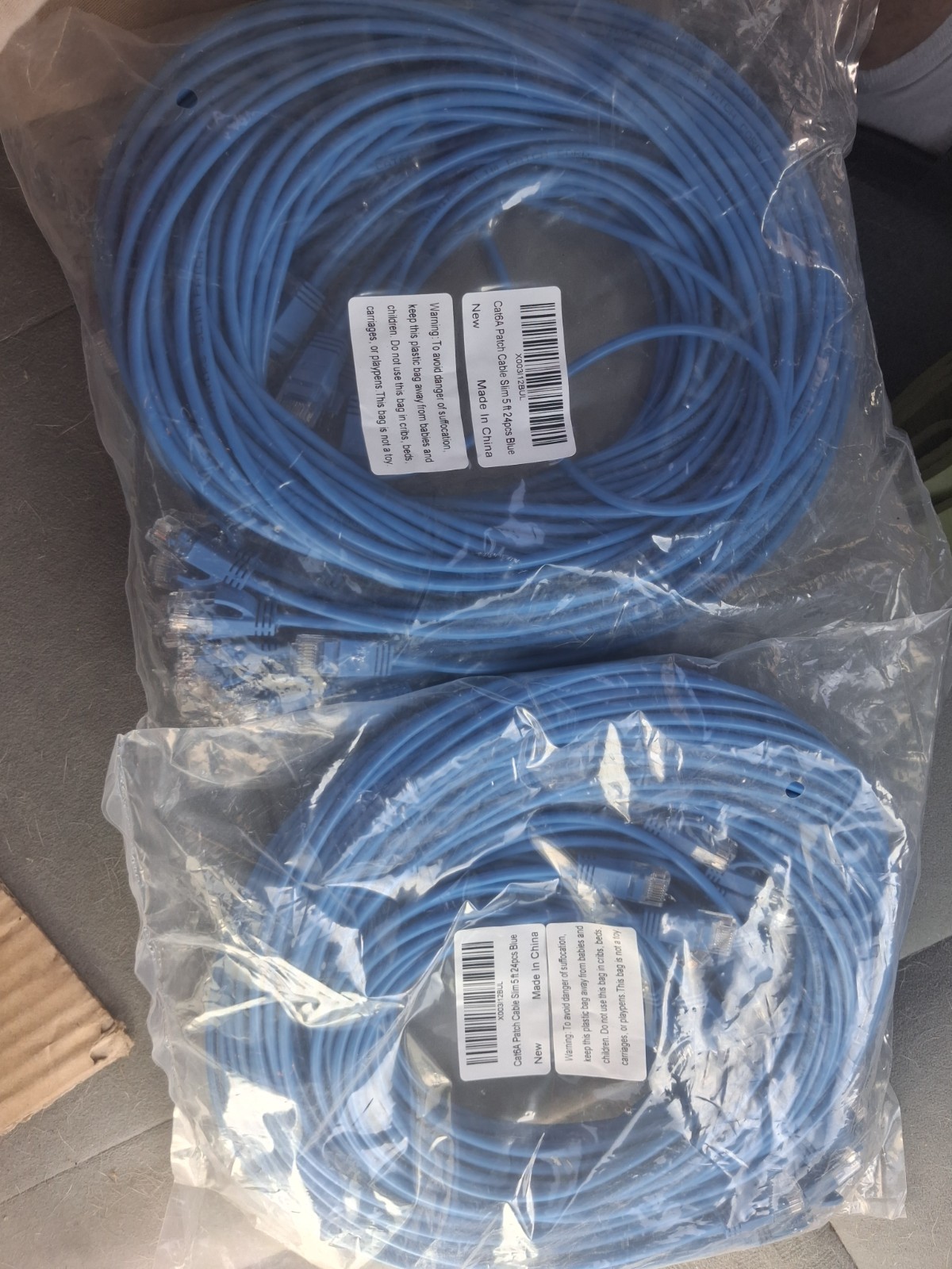 Cat 6A Slim Round Ethernet Patch Cable RJ-45 Male to Male 5 ft Blue Type RJ-45