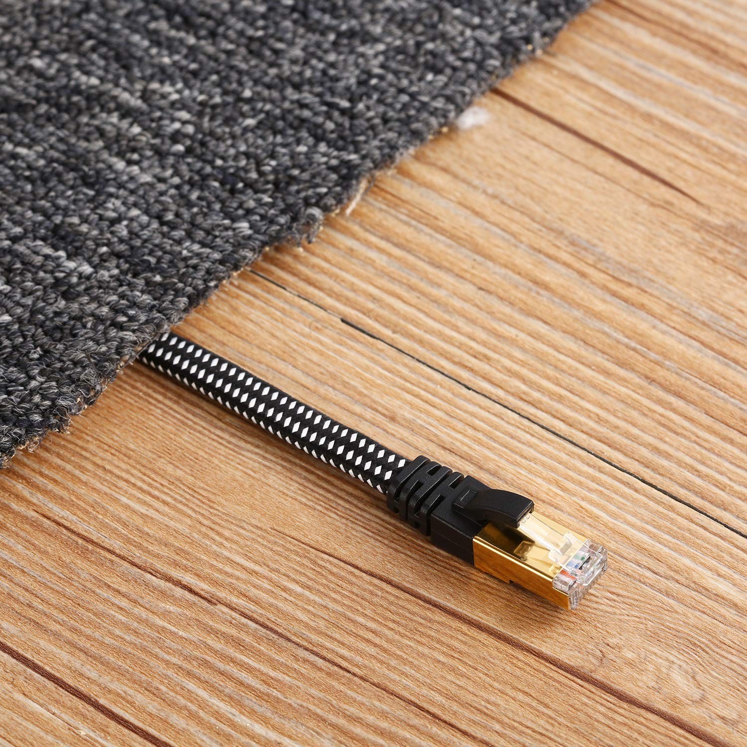 16ft Nylon Braided Cat 8 Ethernet Cable – 40Gbps, Universal RJ45 Connector