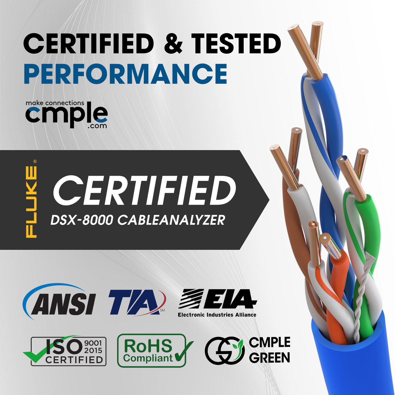 Cat5e Ethernet Cable CMP Plenum 1000ft Bulk Solid 24AWG Wire RJ45 NET LAN Cord