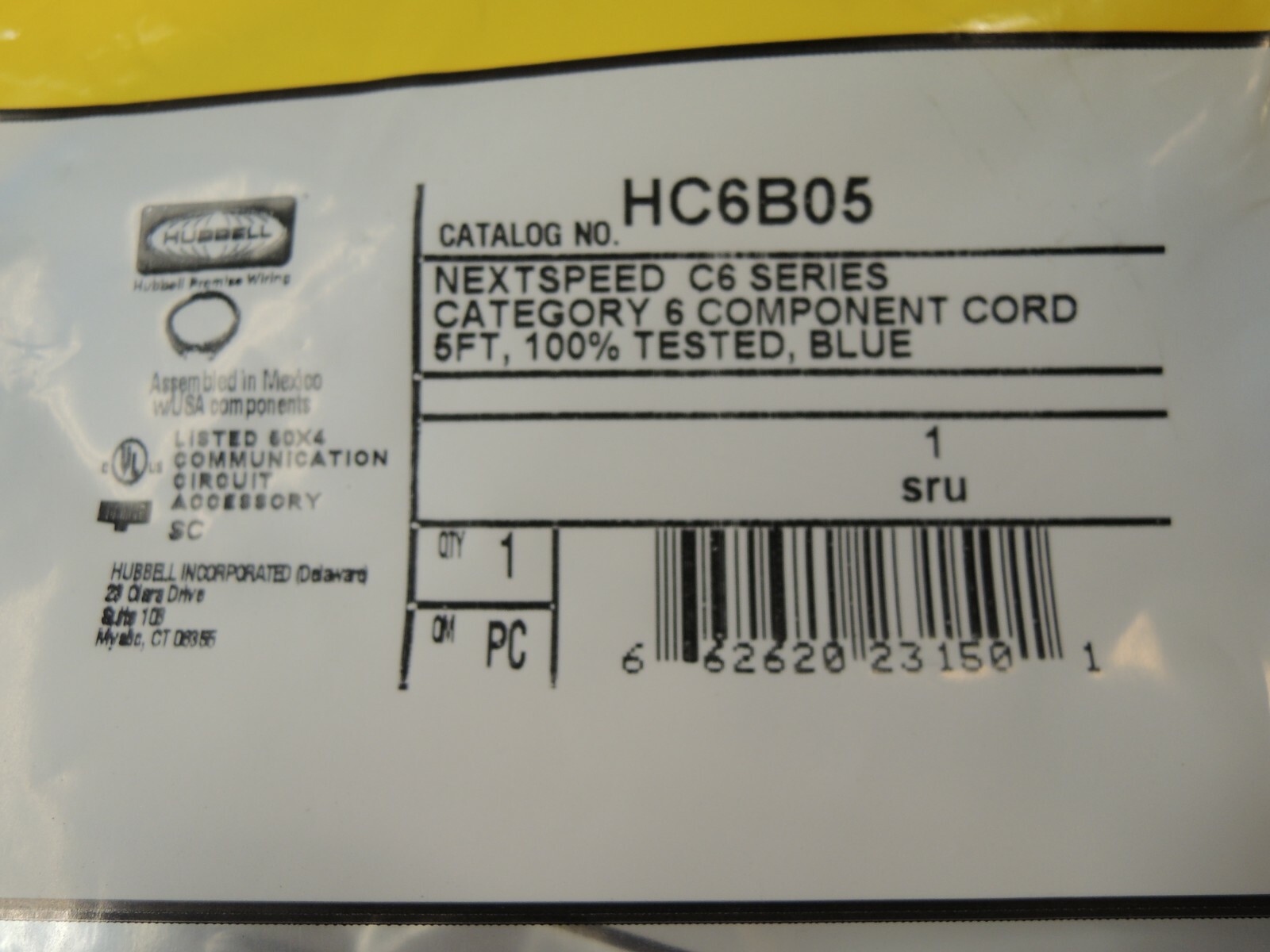 (9) Hubbell HC6B05 NEXTSPEED Universal Category 6 Patch Cord, 5′ Length, Blue