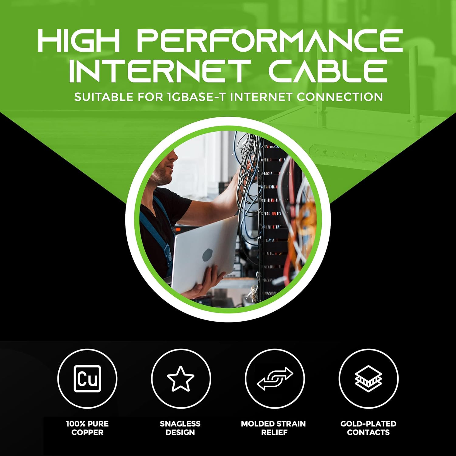 20-Pack, Cat5E Ethernet Patch Cable 1 Foot – Snagless RJ45 Computer LAN Network