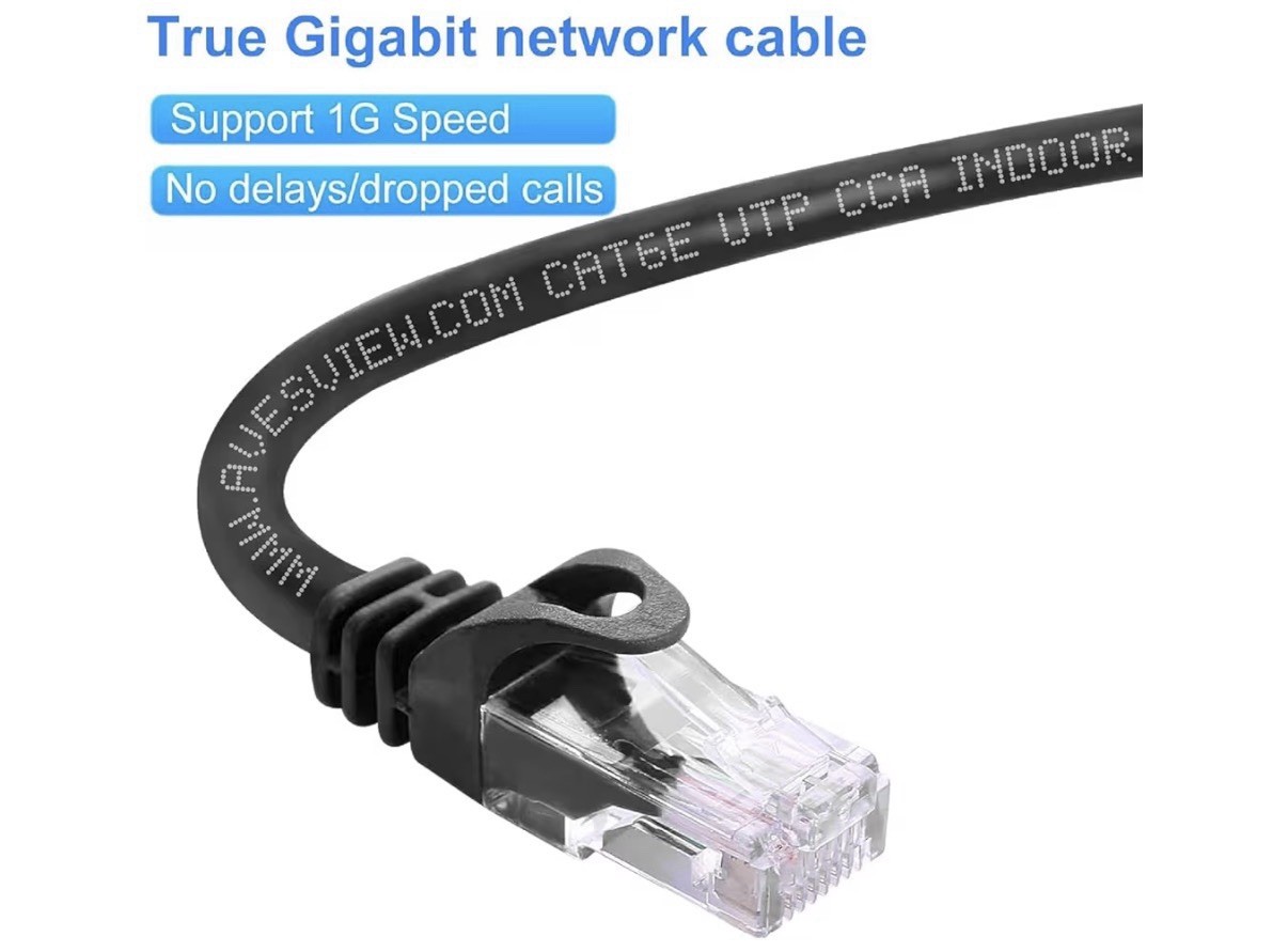 AvesView CAT6 75 ft Ethernet Cable, Black | Indoor High-Speed 10Gbps