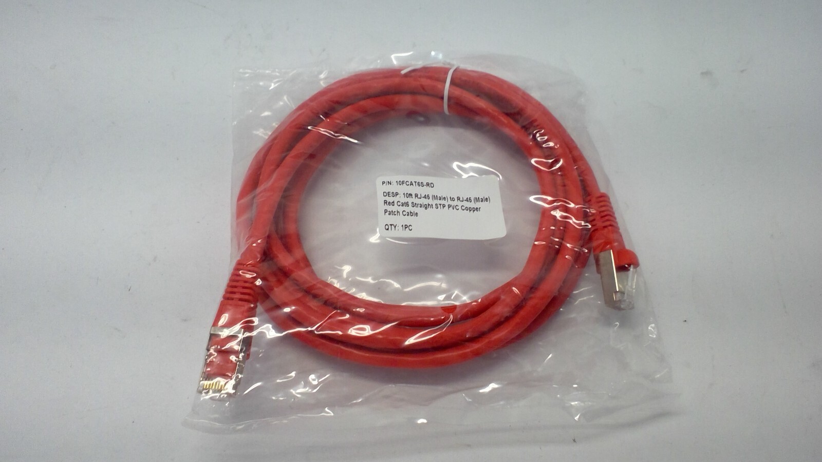 NEW Cat6 Ethernet Patch Cable RJ45 Internet Cable RED PVC Copper – 10 feet