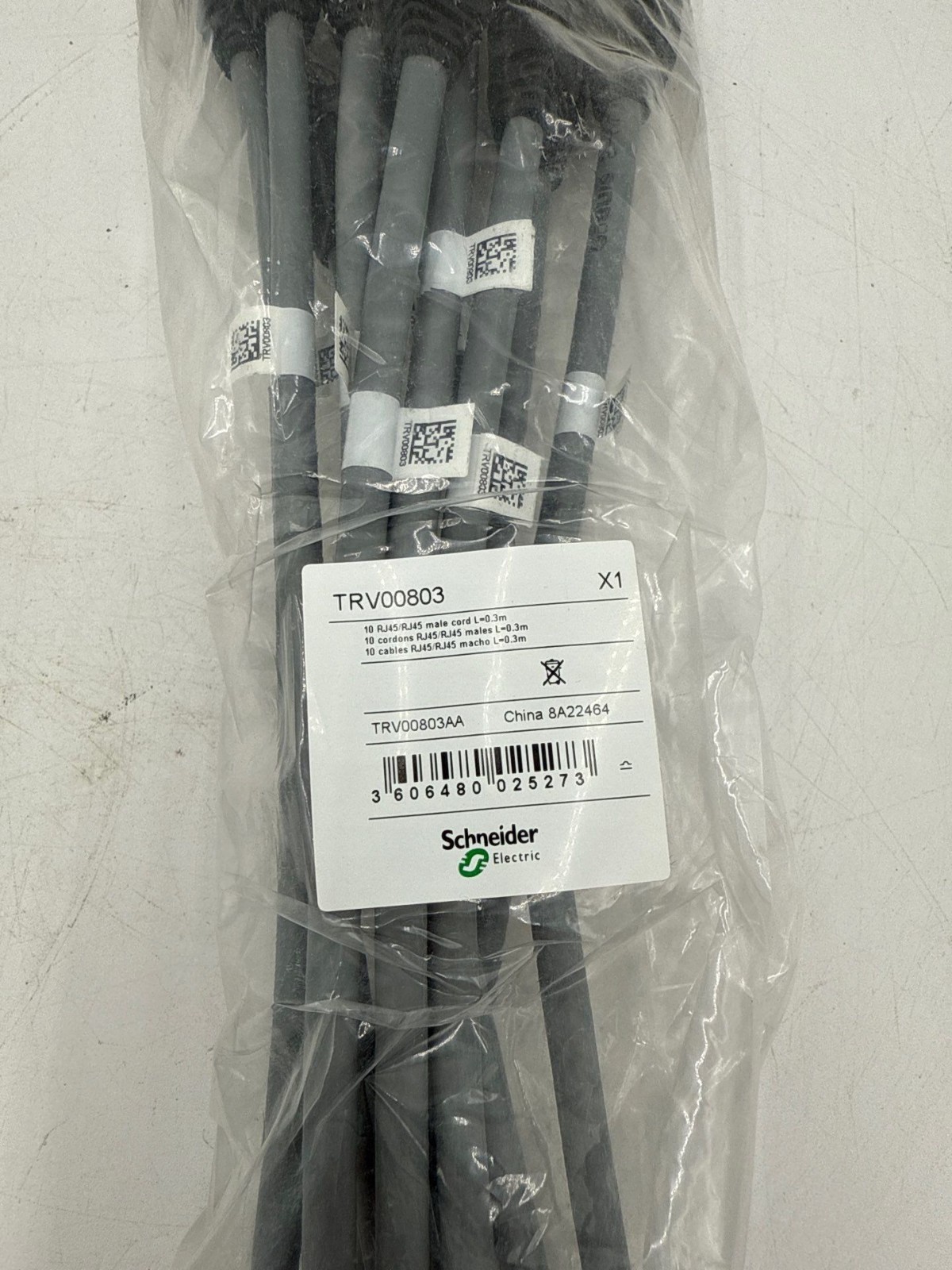 10PC Schneider TRV00803 Communication Cable RJ45 Male to RJ45 Male Cord 0.3m