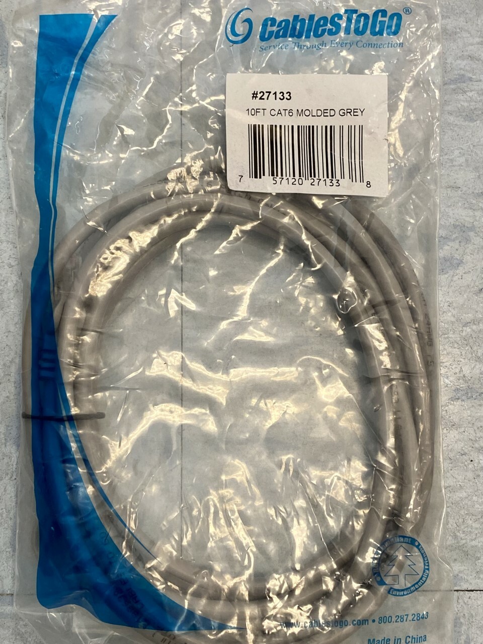 Lot (10 cables) Cat6 Network Grey Molded RJ45 UTP – 10 ft. Ethernet Cable