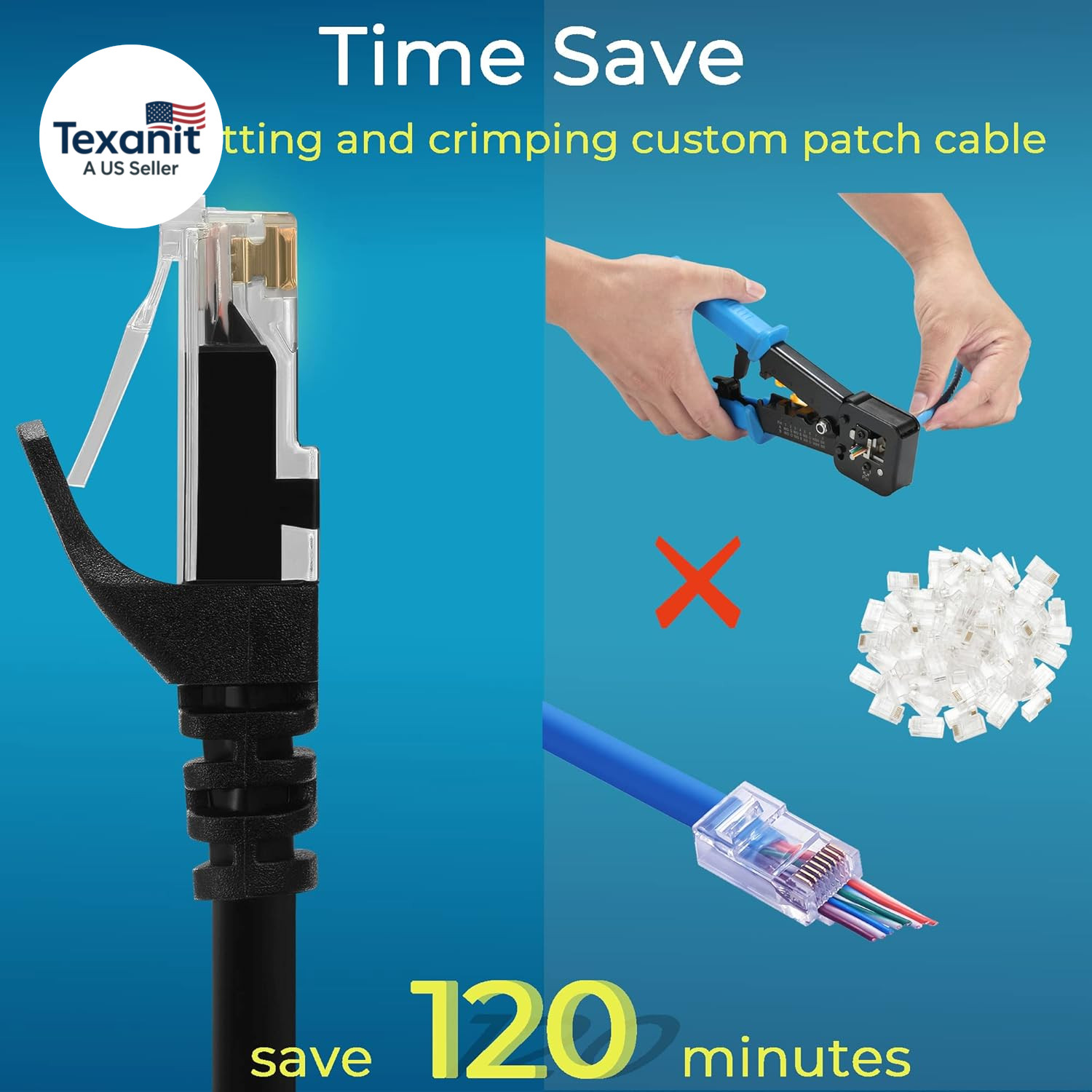 Patch Cables Cat6 0.5Ft (24 Pack), Ethernet Patch Cable 10G, Cat 6 Patch Cable f
