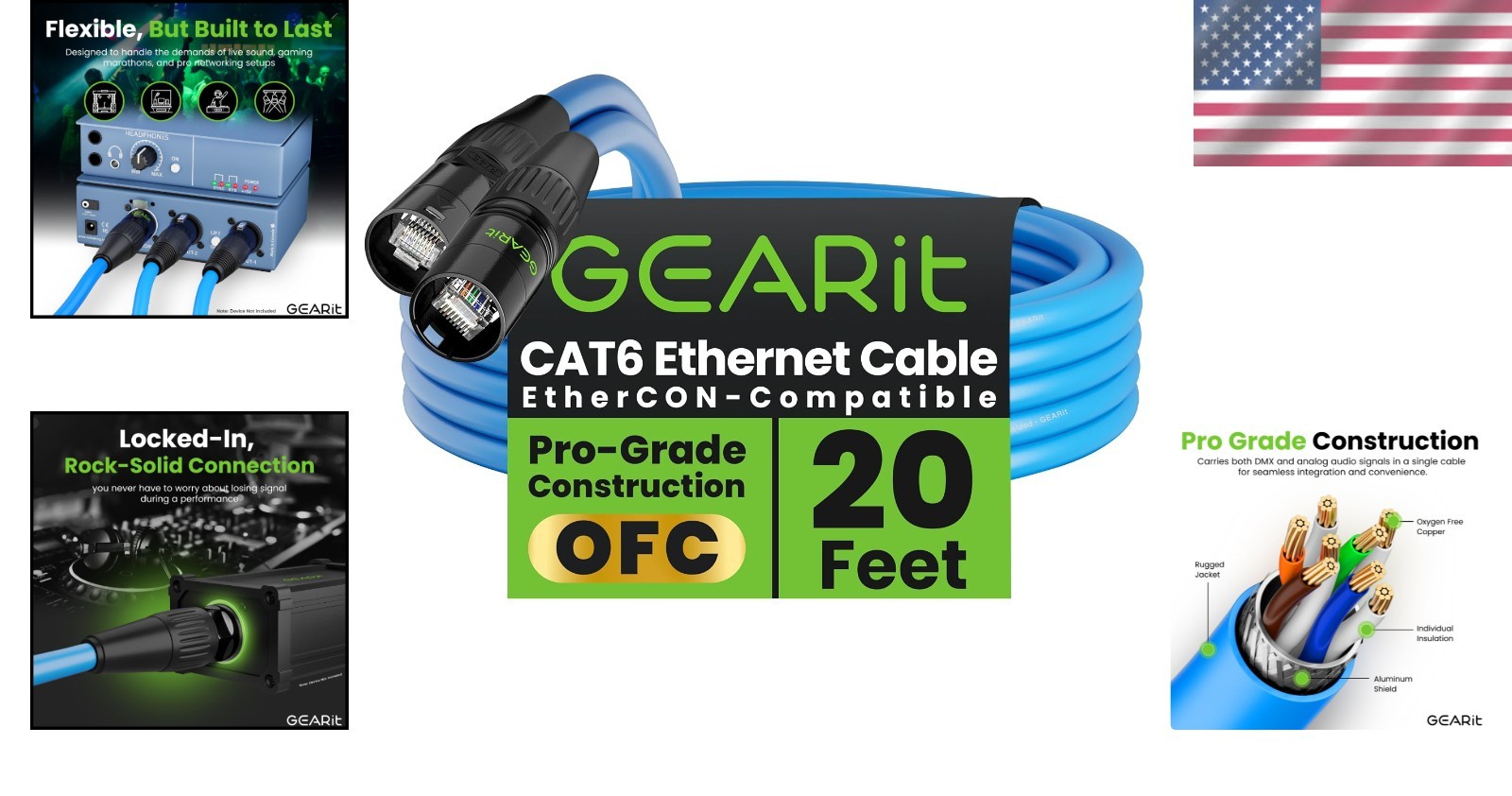 Professional Audio Ethernet Cable – 20ft Shielded RJ45