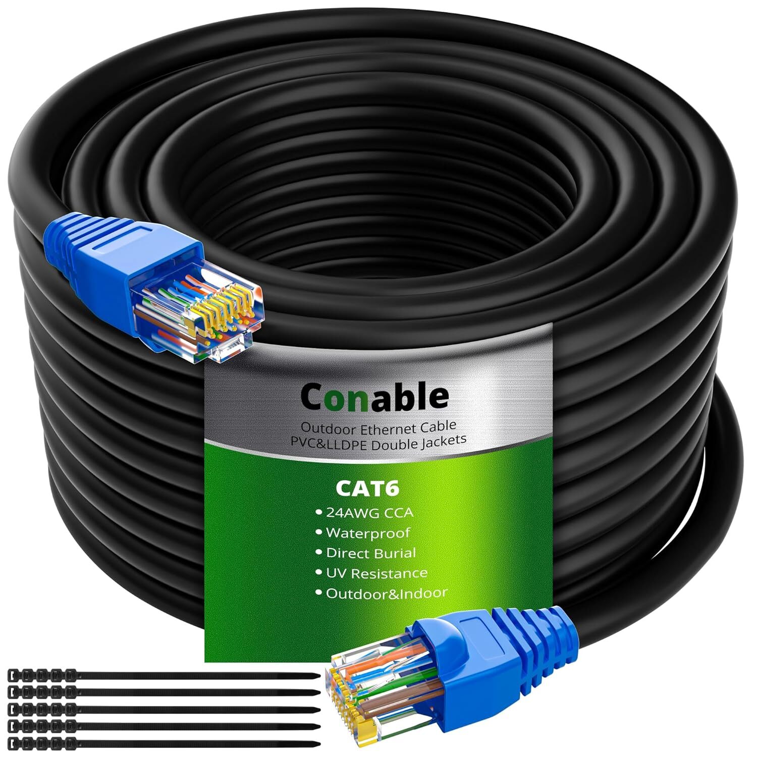 Cable Ethernet Para Exteriores Cat6 De 100 Pies, Cable De Internet Resistente…