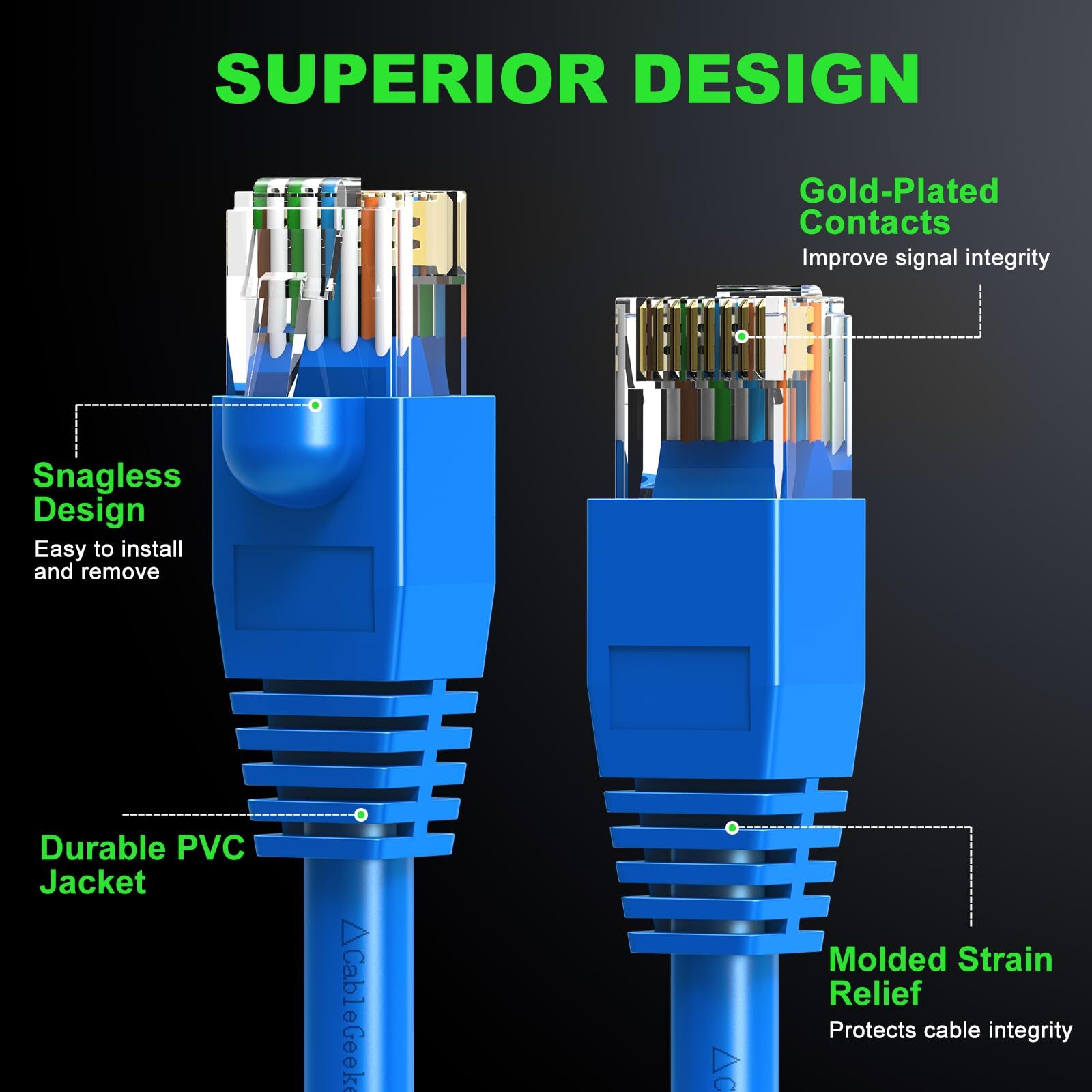 Cat 6 Patch Cables 1 ft 24-Pack – Cat 6 Ethernet Cable Snagless RJ45 Cat 5e C…