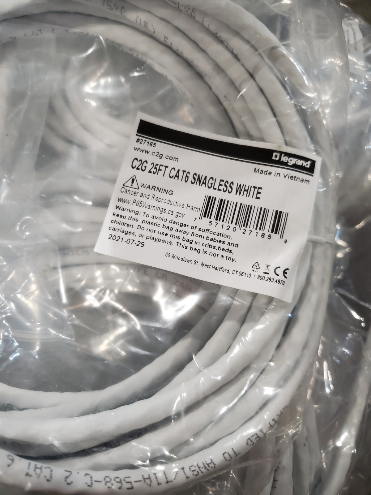 Lot of 50 CABLES TO GO 25 FOOT CAT6 CABLE WHITE CTG 27165 NEW AND SEALED #69