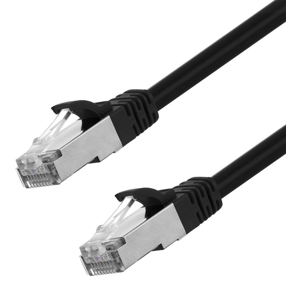 Ethernet Patch Cable CAT6A, S/FTP, 26AWG, 10 Ft, 5 pack, Black