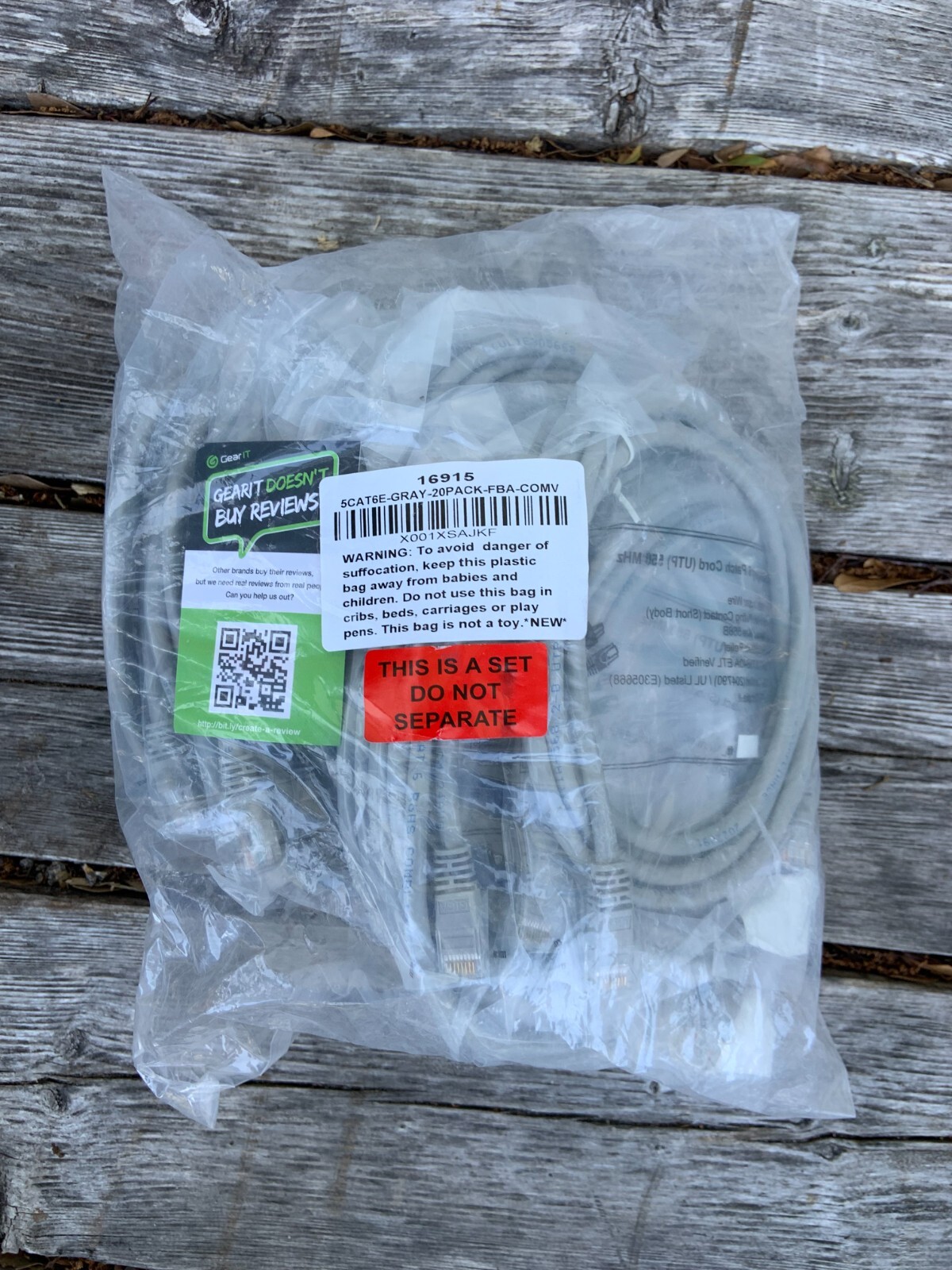 Cat 6 Ethernet Cable (20-Pack 5 Feet) Cat6 Network Patch, 10Gbps, RJ45, Snagl…