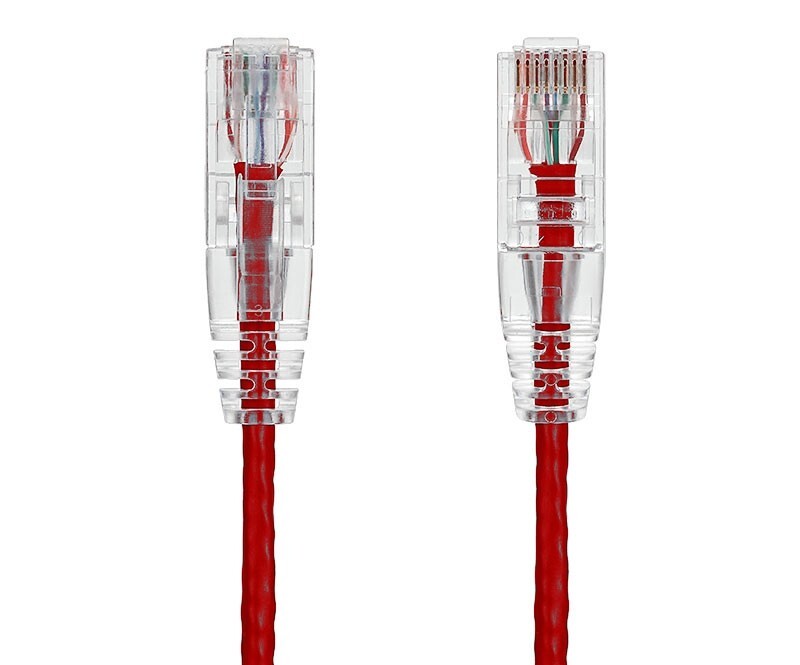 7ft Slim Cat6 28AWG UTP Ethernet Network Patch Cable Snagless, Red