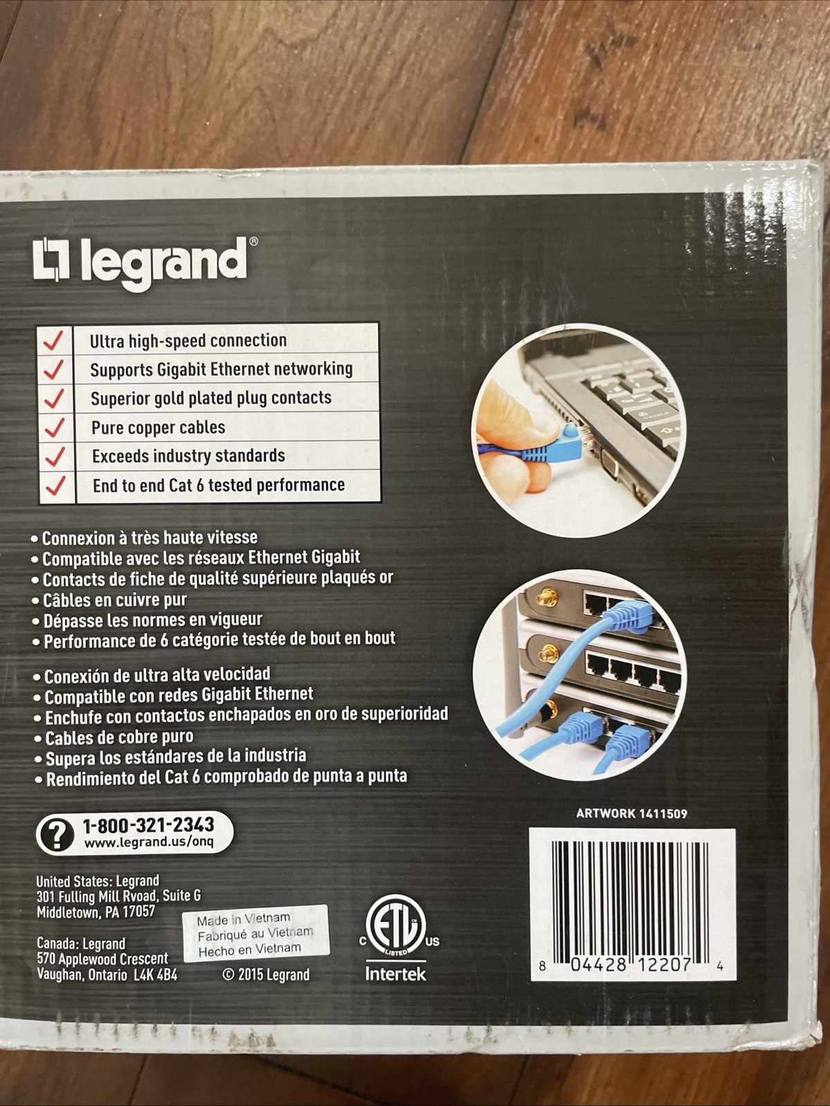 Cat 6 Patch Cable 100ft. Legrand AC3610BEV1 Ethernet Speed Cable