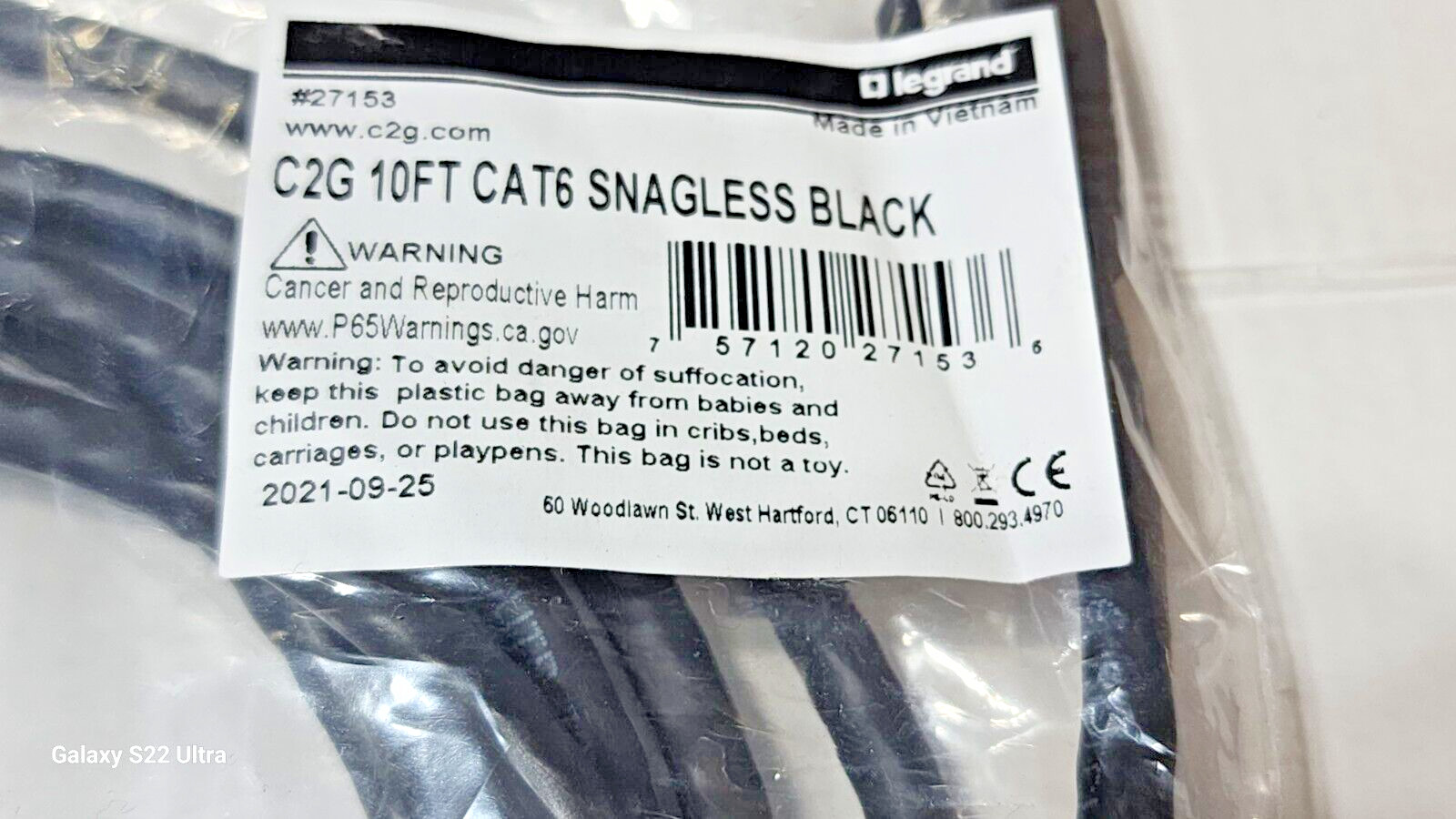 10ft (3m) Cat6 Snagless Unshielded (UTP) Ethernet Network Patch Cable – Black