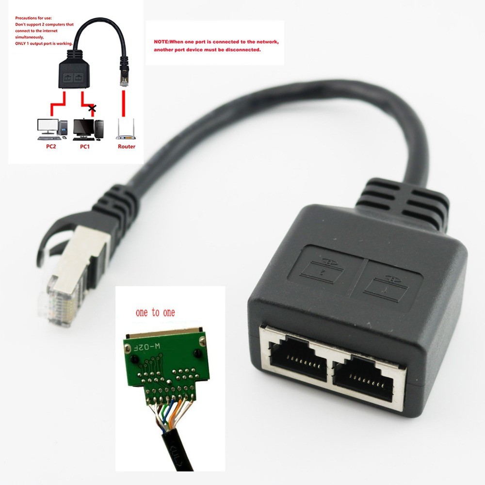 RJ45 CAT6/5 Male to 2 Female LAN Ethernet Network Splitter Coupler Adapter Cable